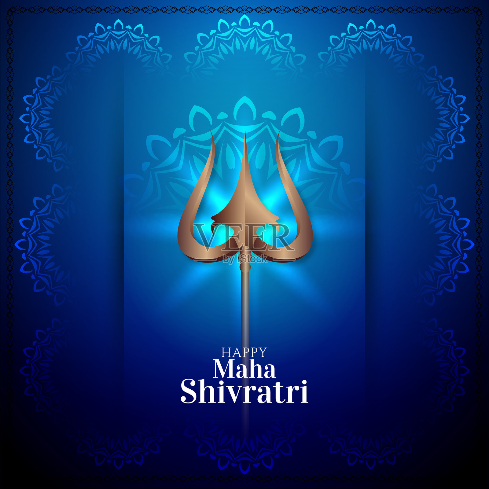 马哈希瓦拉特里闪亮的蓝色背景插画图片素材