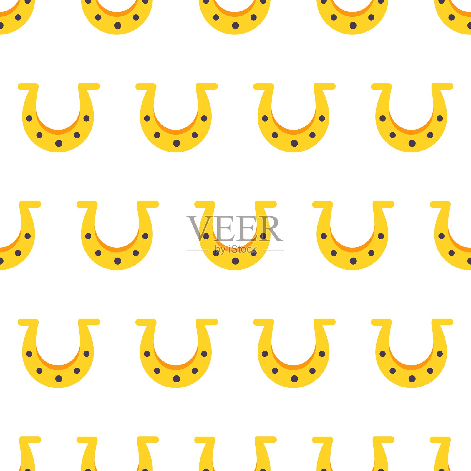 无缝黄色马蹄形图案设计插画图片素材