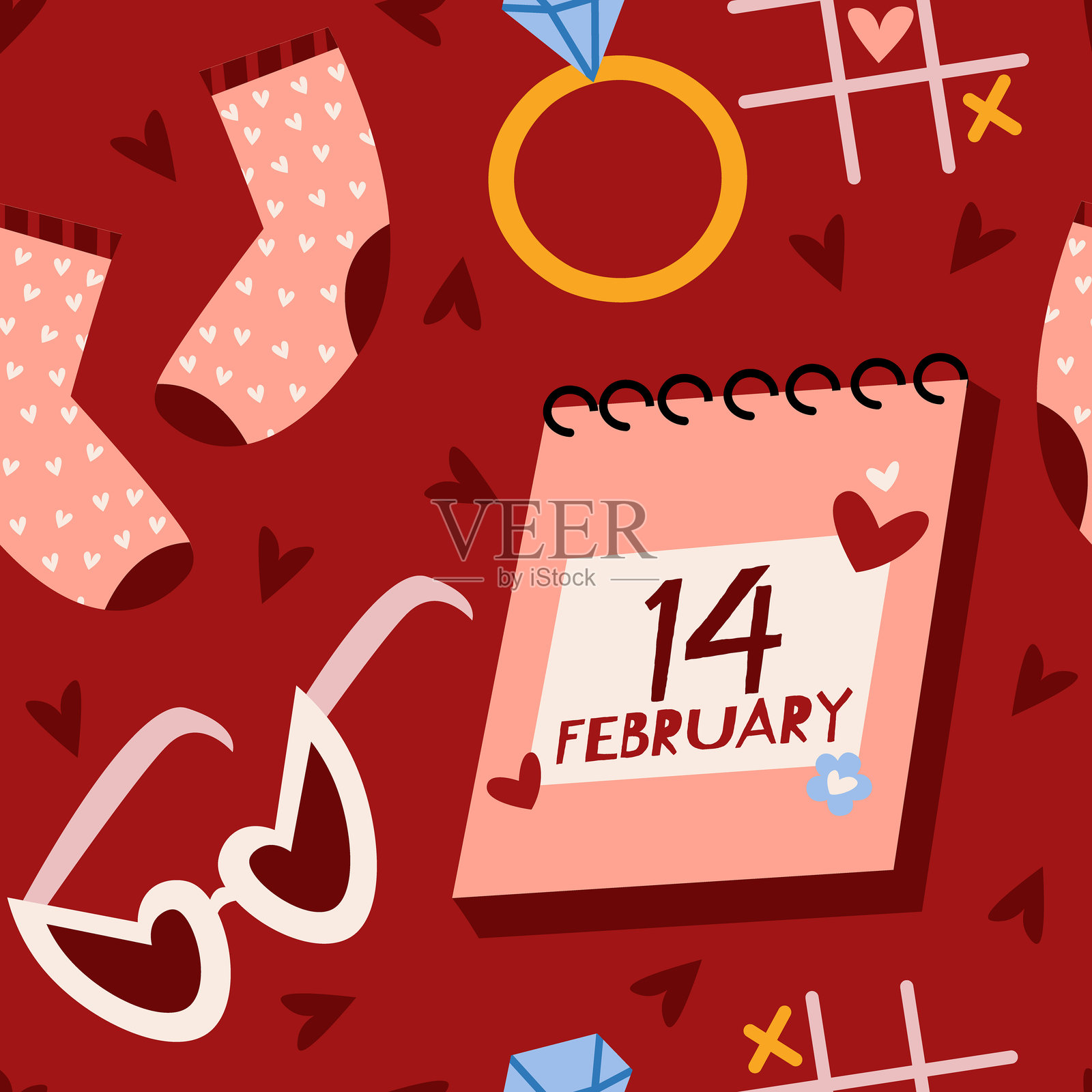 情人节无缝图案插图插画图片素材