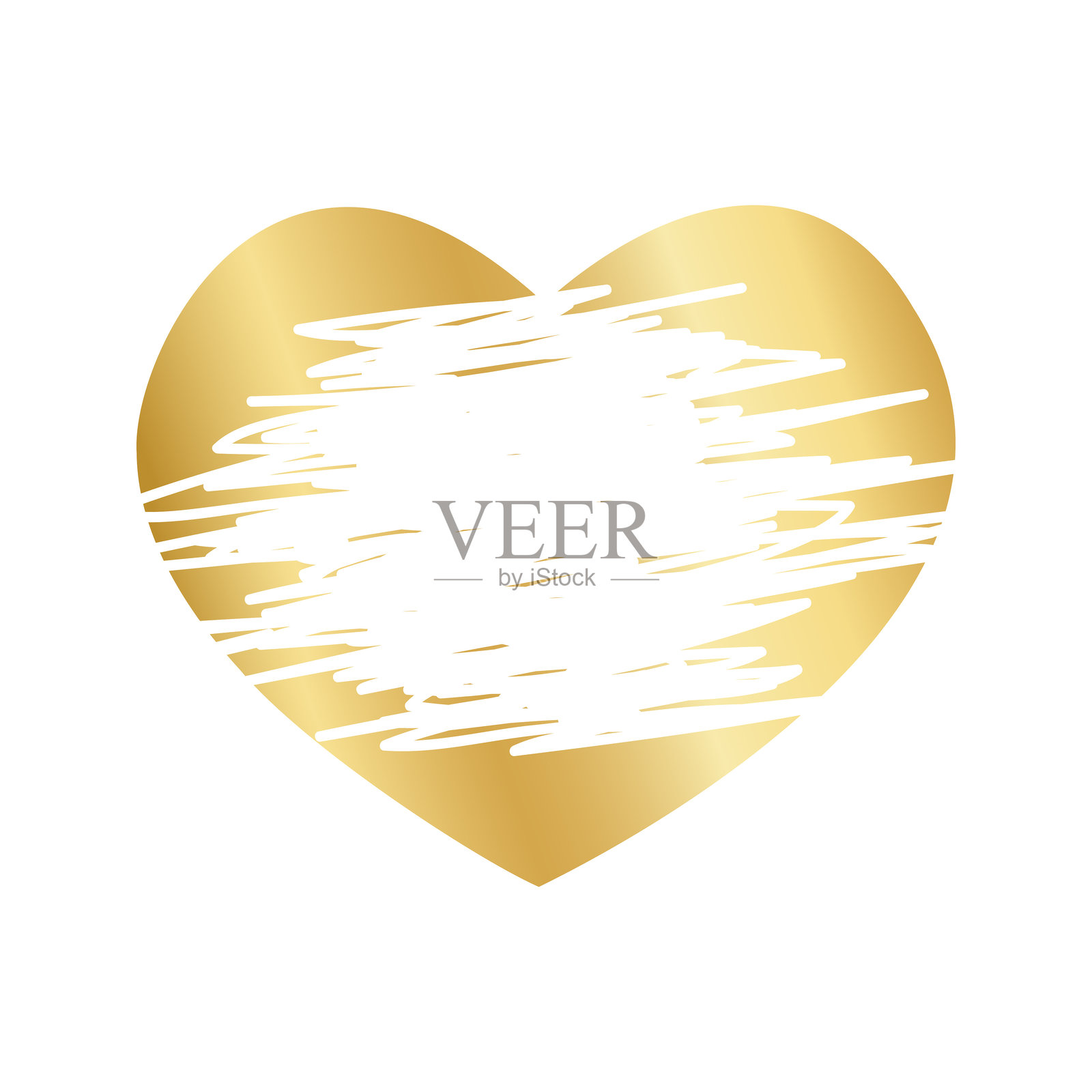 金色心形刮刮卡表面，带有刮擦纹理。金色彩票、销售优惠券、刮刮卡模板，孤立在白色背景上。矢量插图插画图片素材