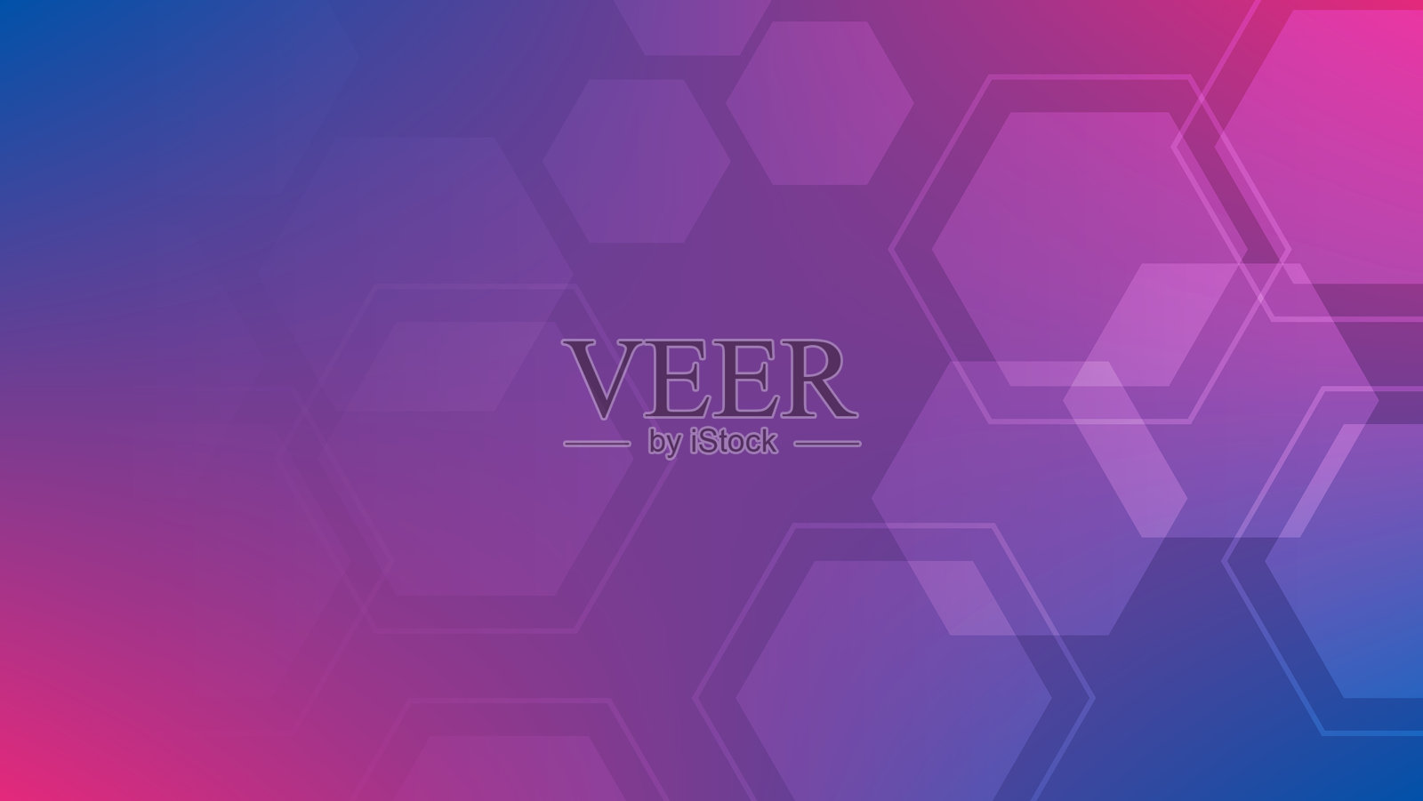 抽象图形几何背景，带有蓝色和粉色渐变色的六边形形状插画图片素材