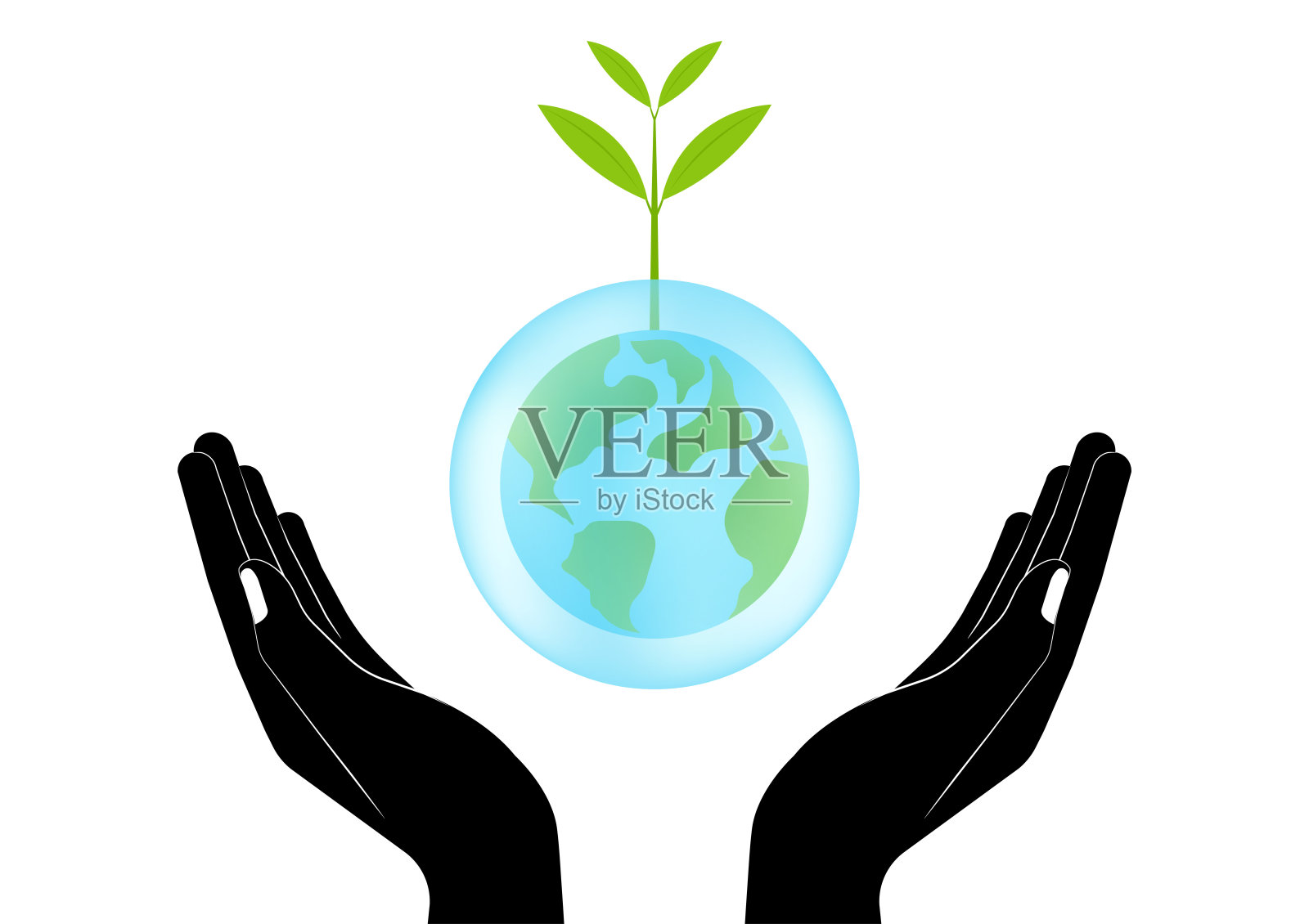 节水或拯救世界的概念。手握水滴与地球。世界水日和环境日。插画图片素材