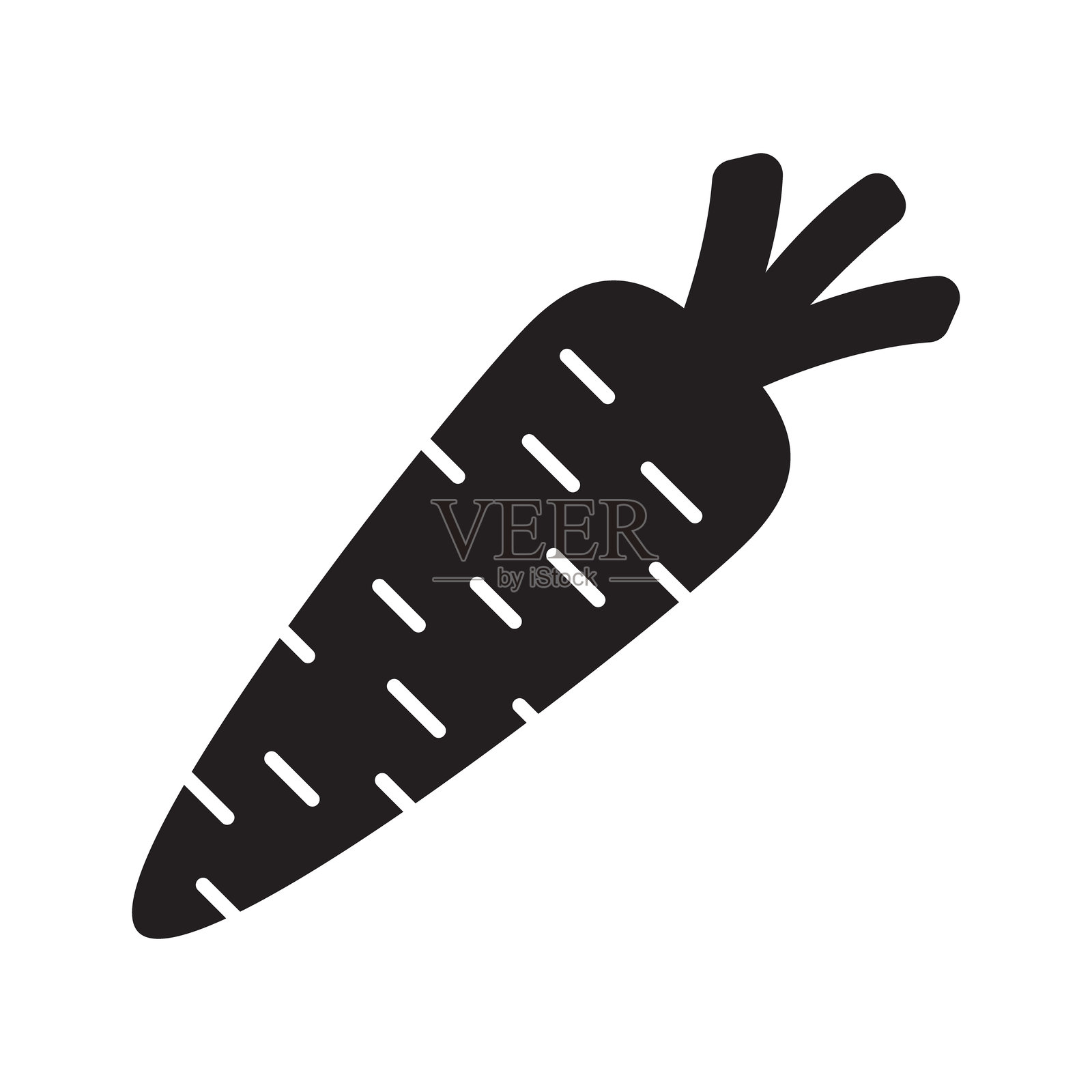 胡萝卜图标，扁平风格的胡萝卜。插画图片素材