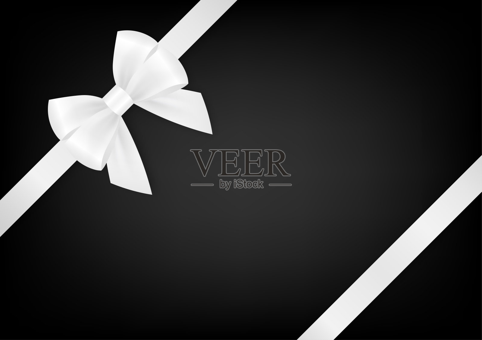 黑色奢华背景，配有蝴蝶结丝带，适用于圣诞节和新年活动。矢量插图。插画图片素材