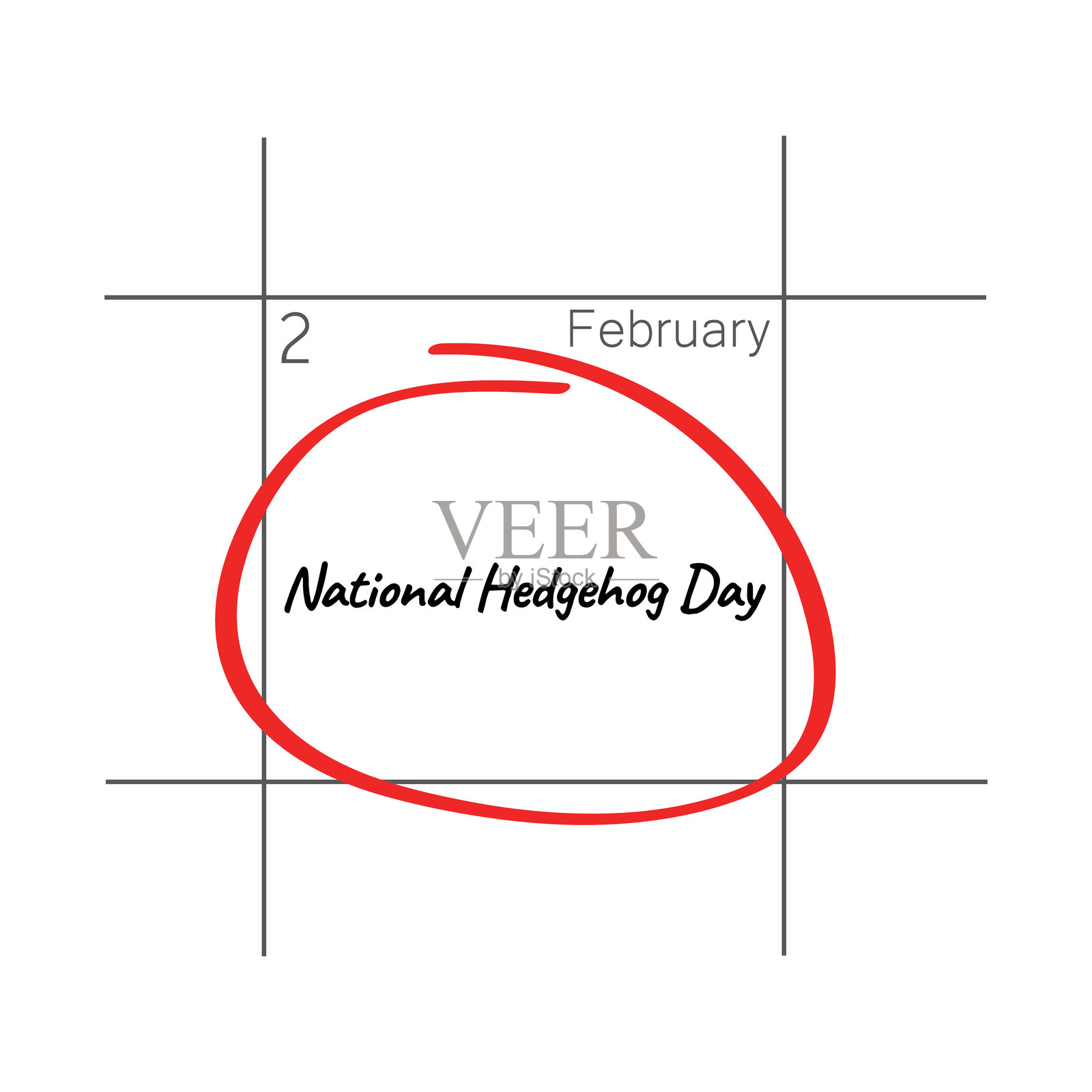 国家刺猬日，2月2日 - 日历日期。插画图片素材