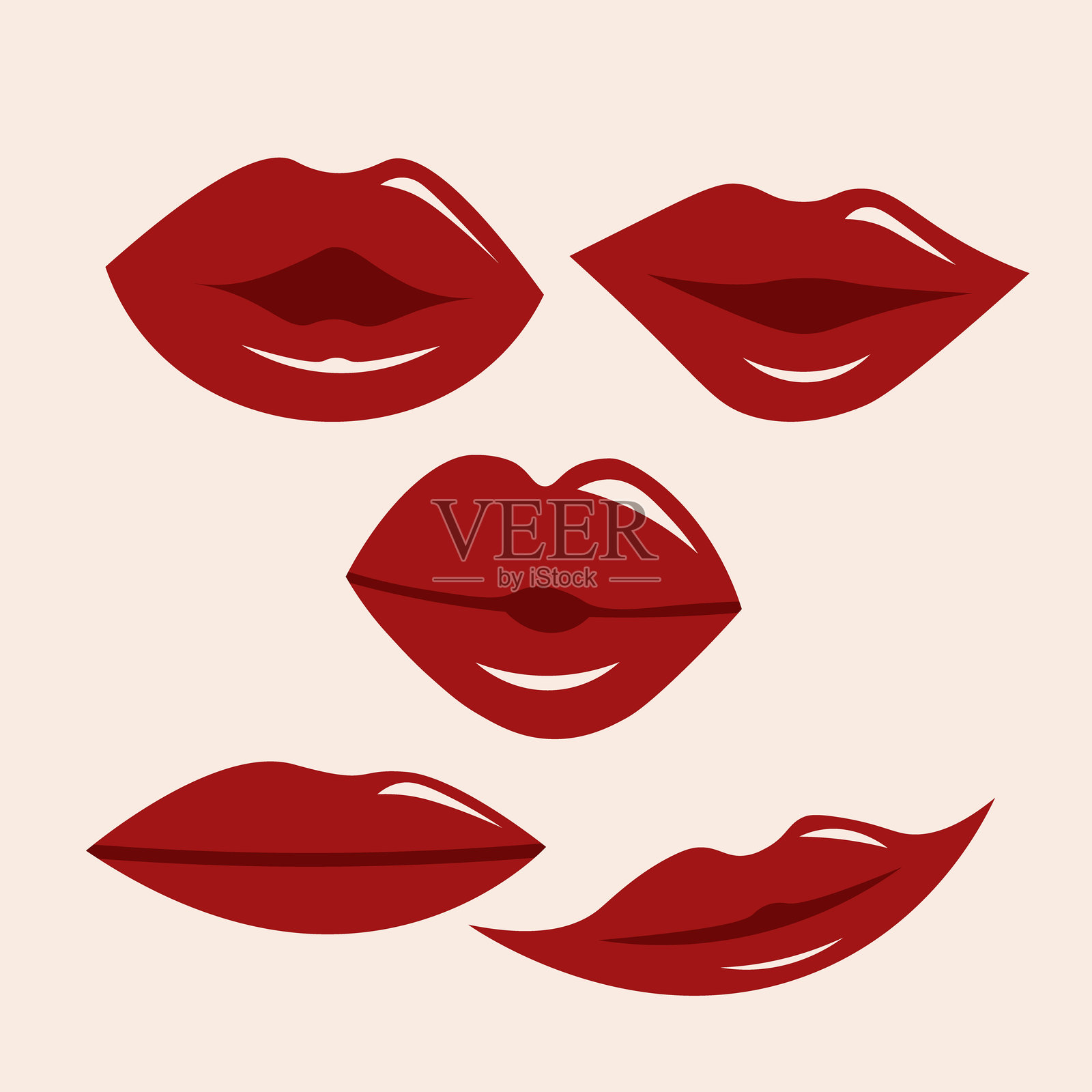 快乐的情人节嘴唇插图插画图片素材