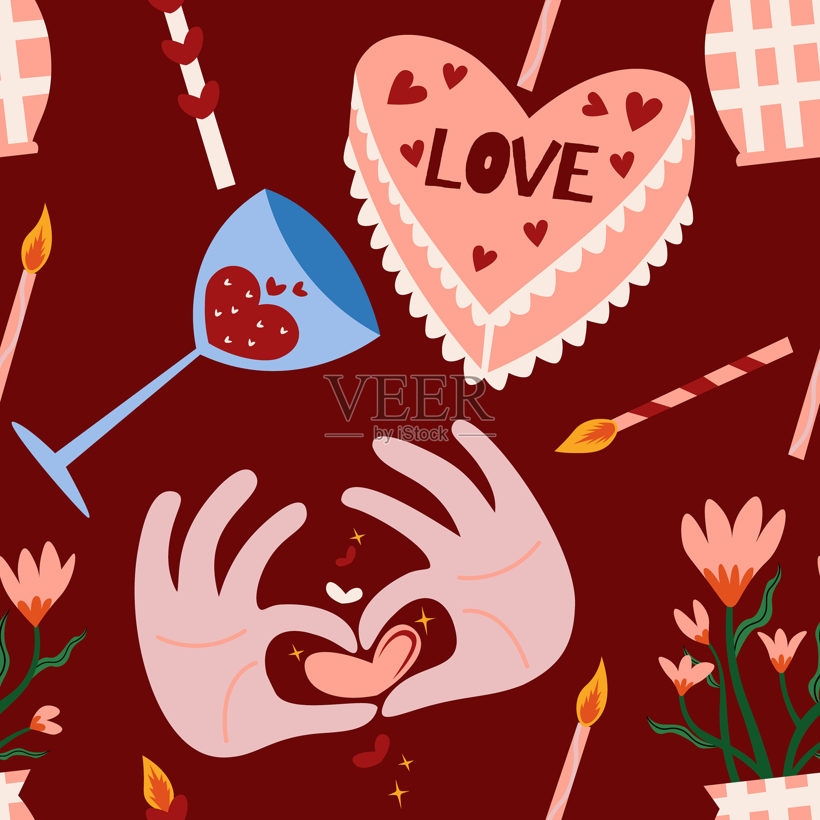 情人节无缝图案插图插画图片素材