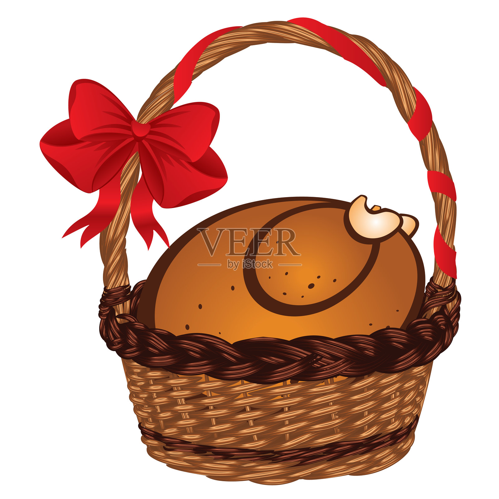 篮子里的烤火鸡插画图片素材