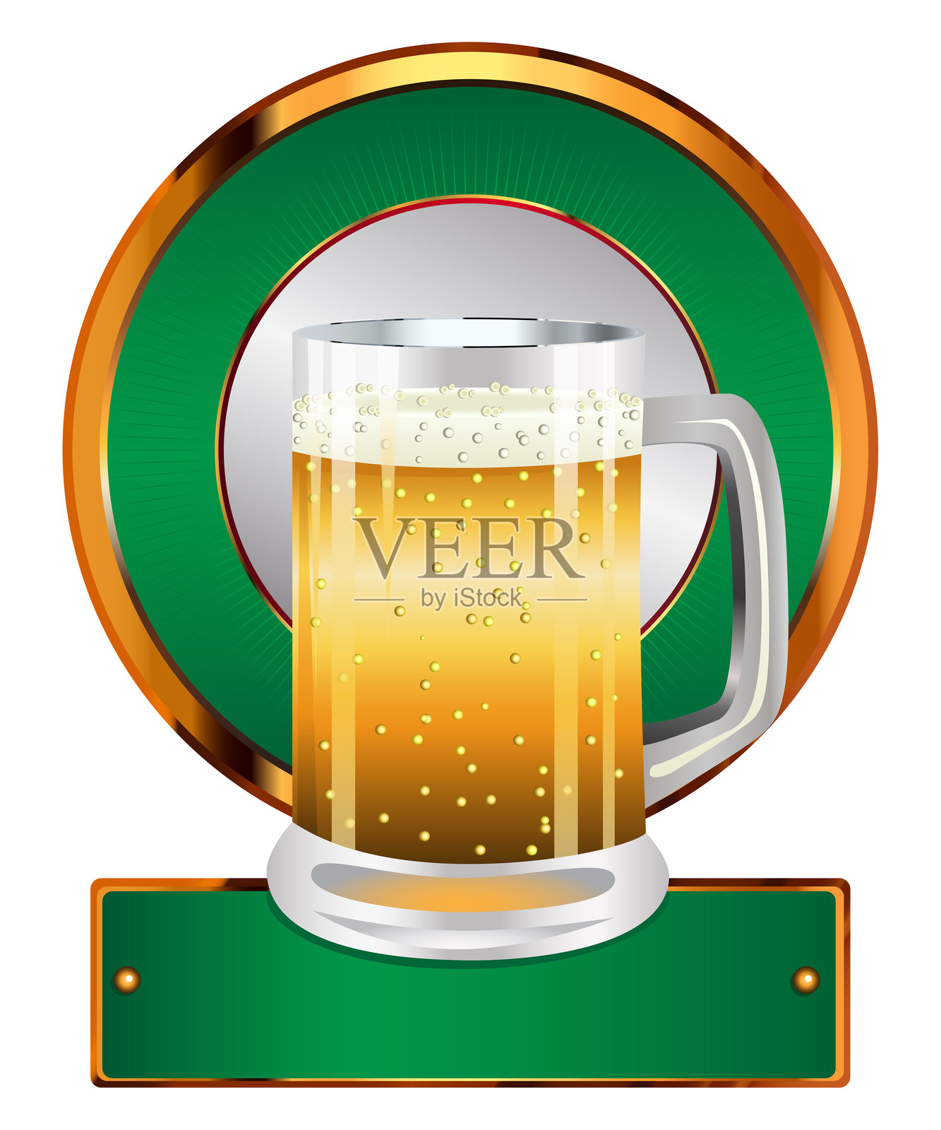 带有啤酒杯的标签插画图片素材