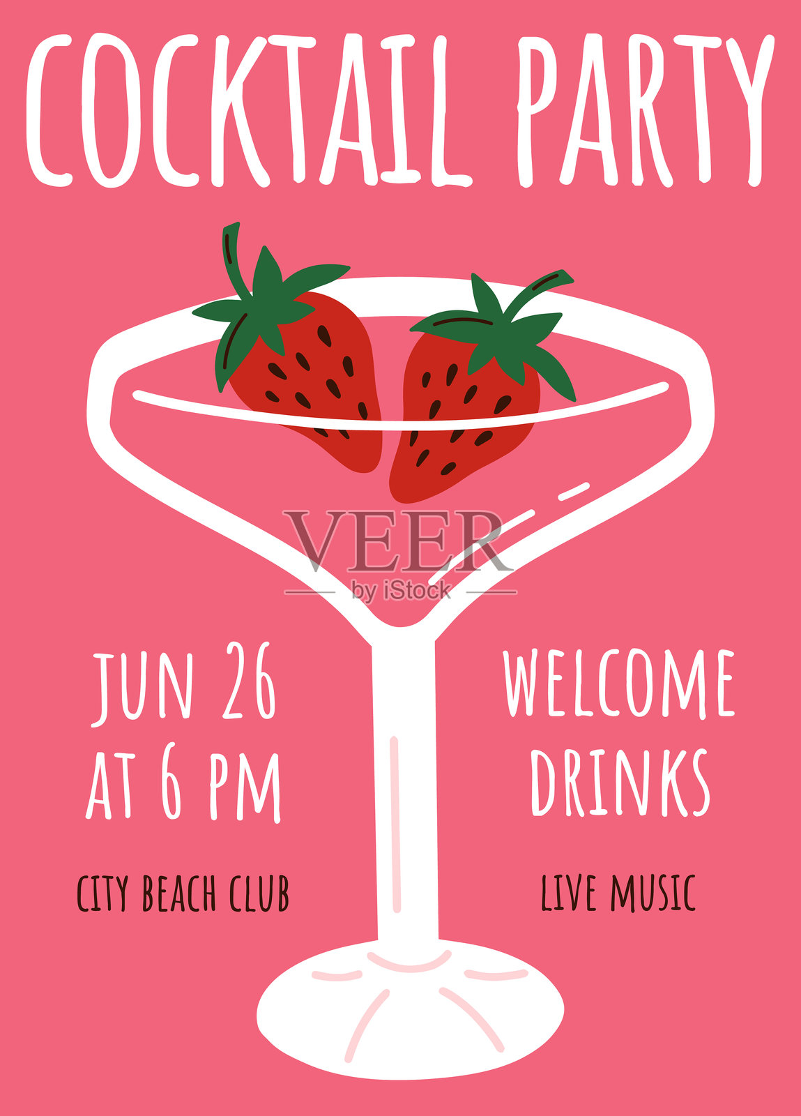 鸡尾酒派对邀请函插画图片素材