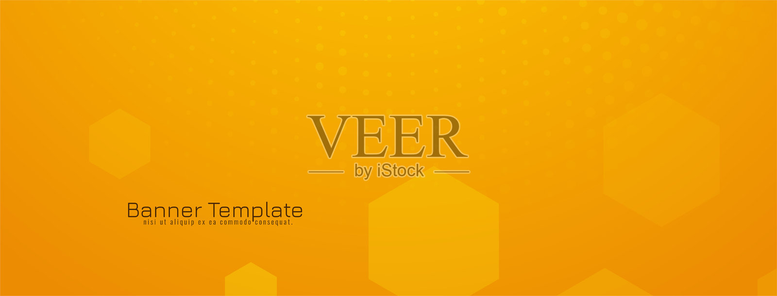 优雅的几何黄色横幅设计，包含抽象的六边形形状插画图片素材