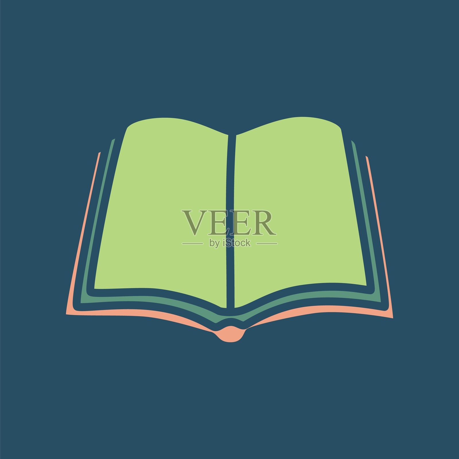 手绘现代简约风格的涂鸦打开书本图标插画图片素材