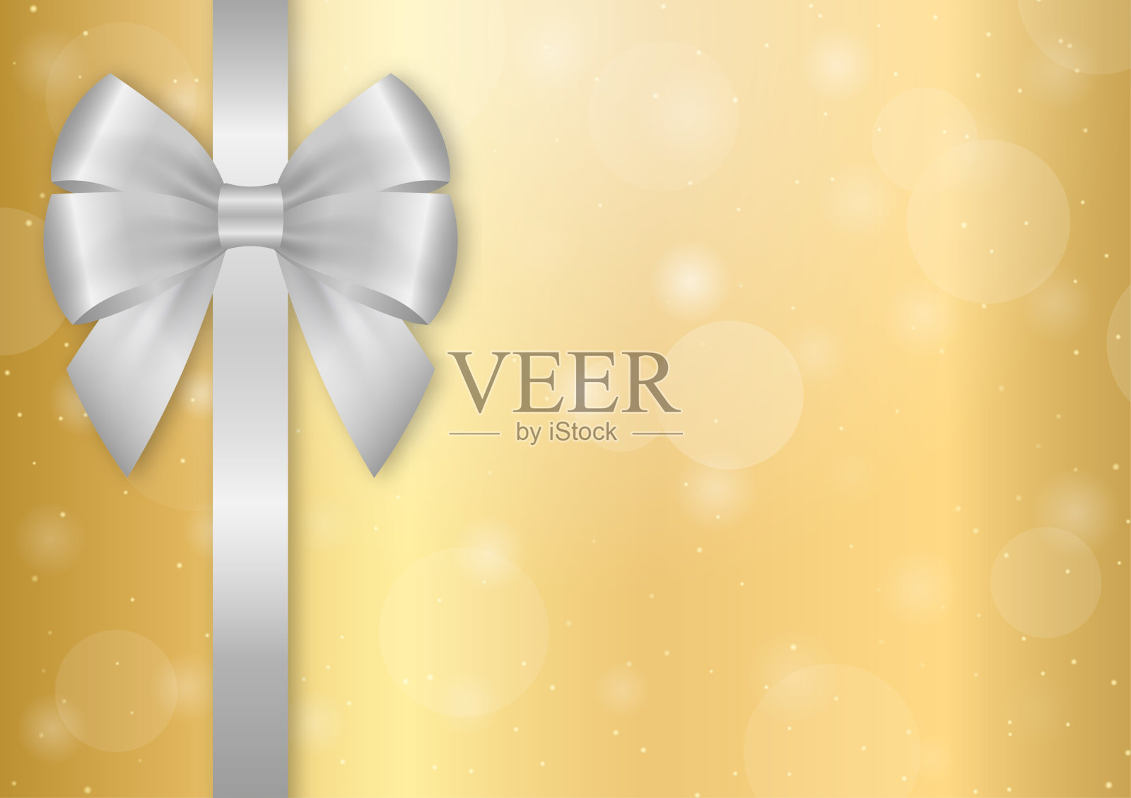 金色奢华背景，配有丝带蝴蝶结，适用于圣诞节和新年活动。插画图片素材