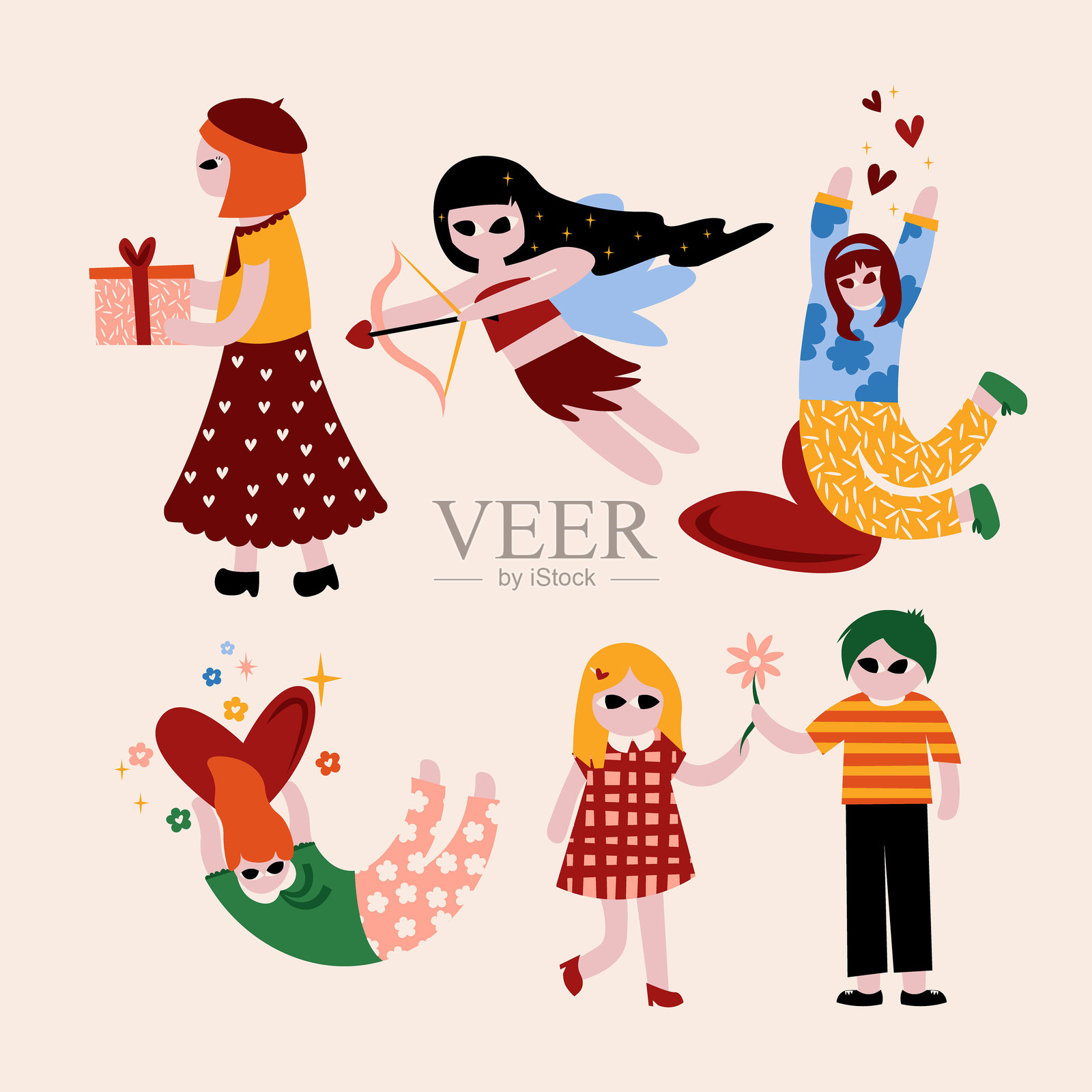 情人节女孩系列插画图片素材