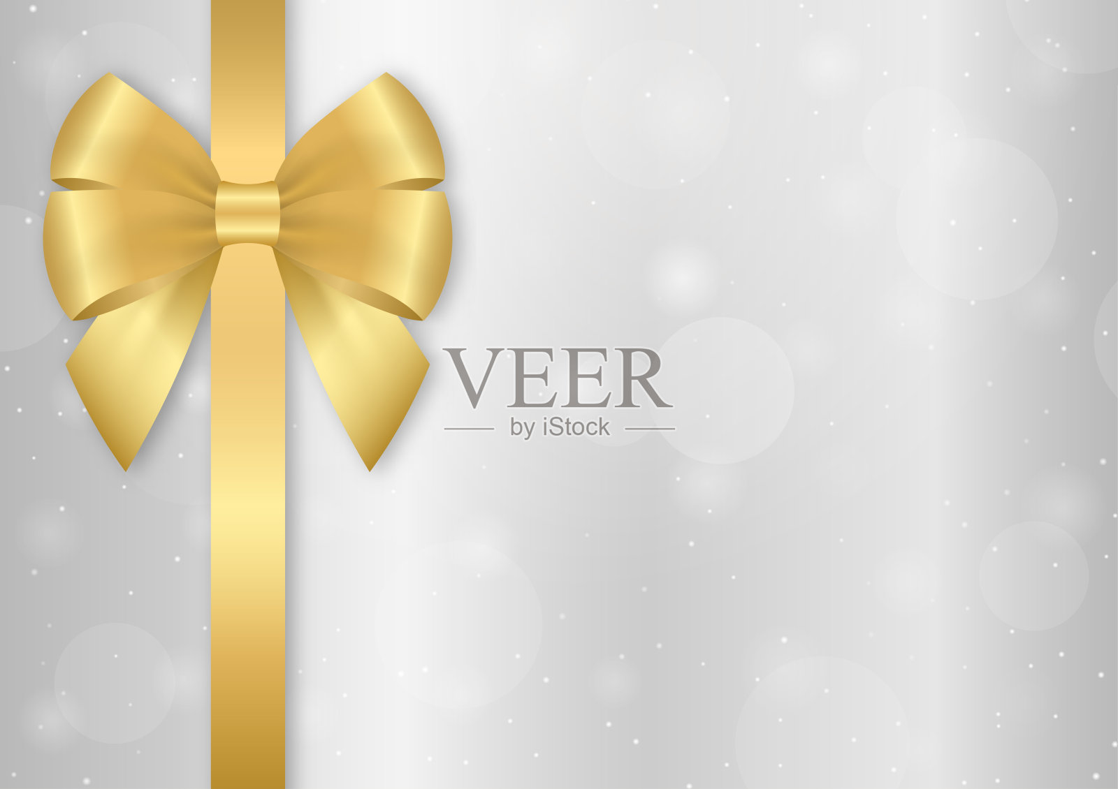 银色奢华背景，配有丝带蝴蝶结，适用于圣诞节和新年活动。插画图片素材