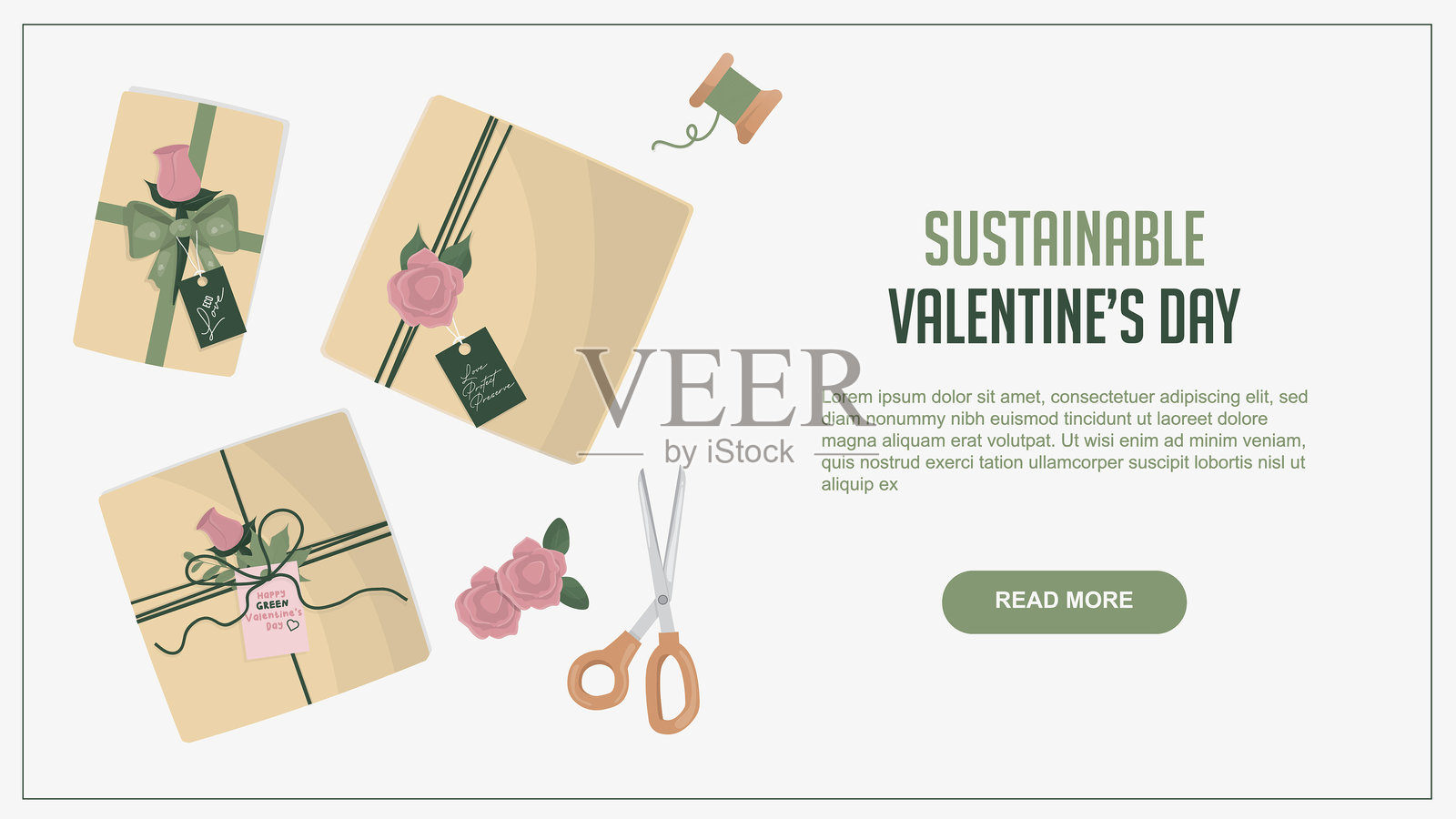 可持续的情人节礼物包装插画图片素材