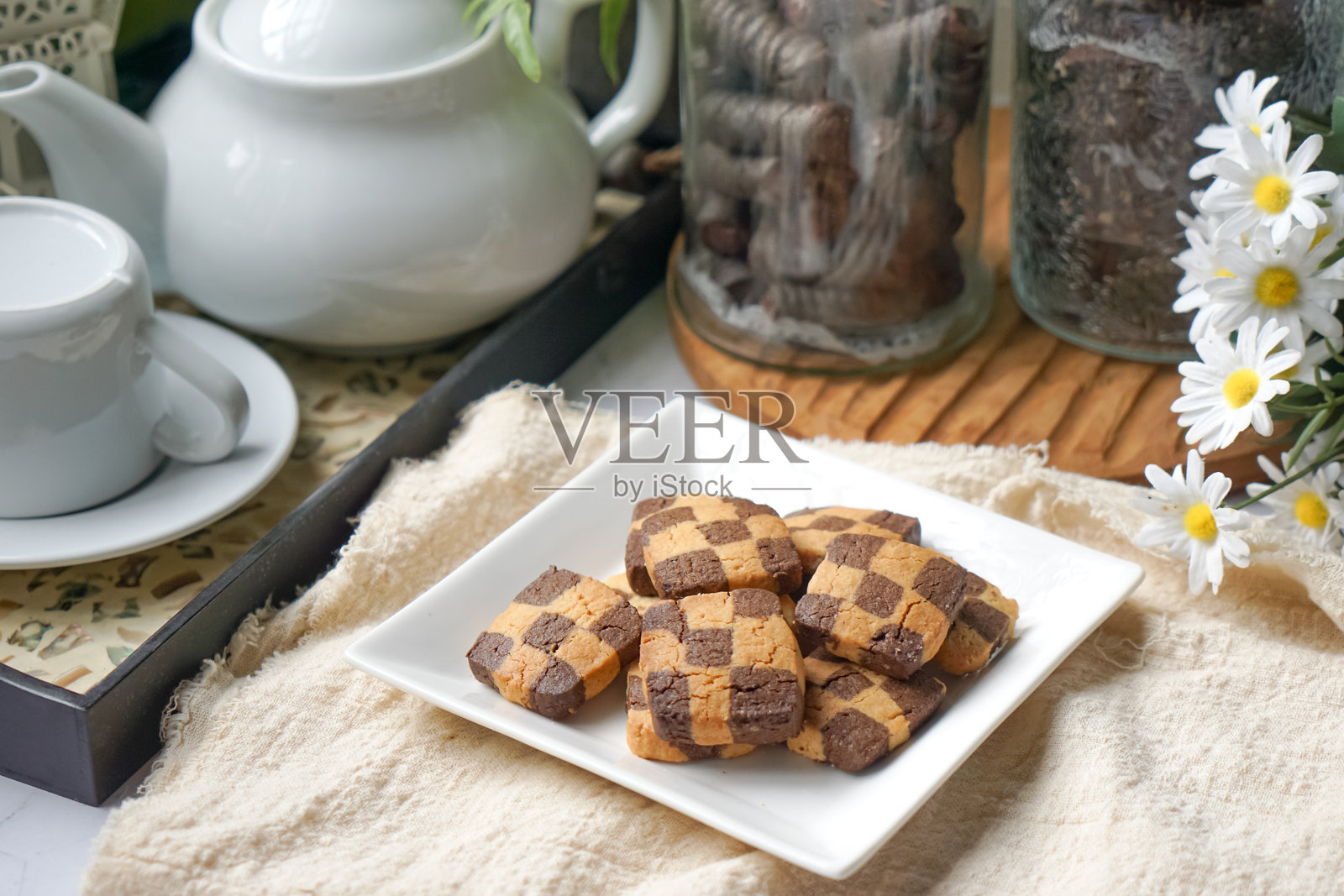 方格饼干照片摄影图片