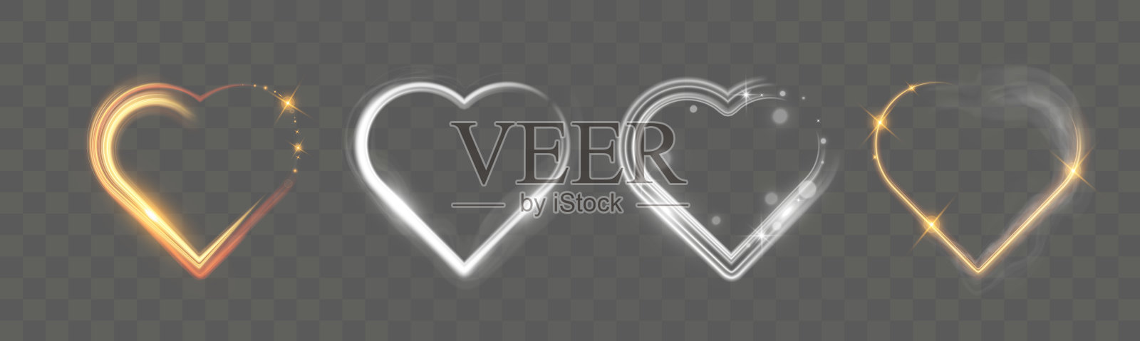 发光的心形图案。插画图片素材