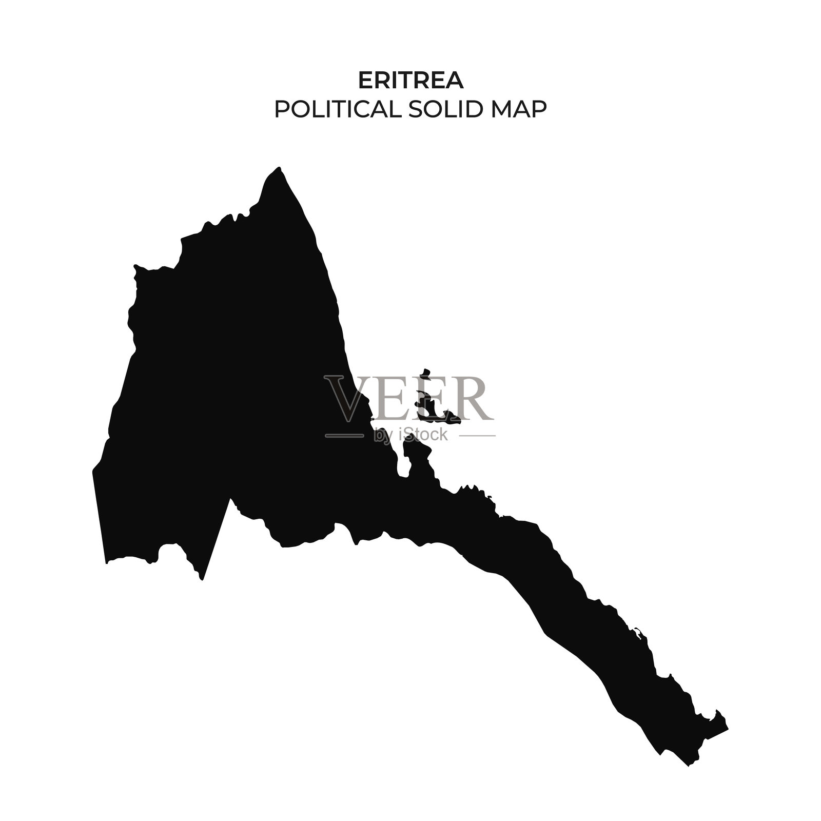 厄立特里亚的政治实心地图，展示该国的边界插画图片素材