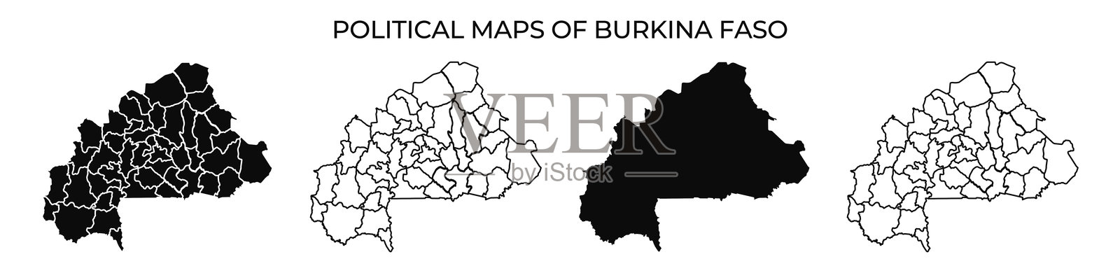 以不同风格突出布基纳法索地区的政治地图插画图片素材