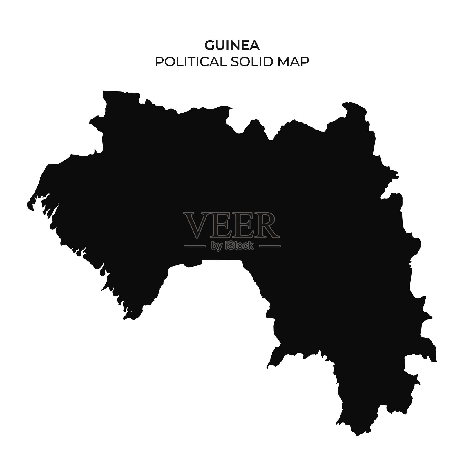 几内亚的地图轮廓，展示其地理形状和边界插画图片素材