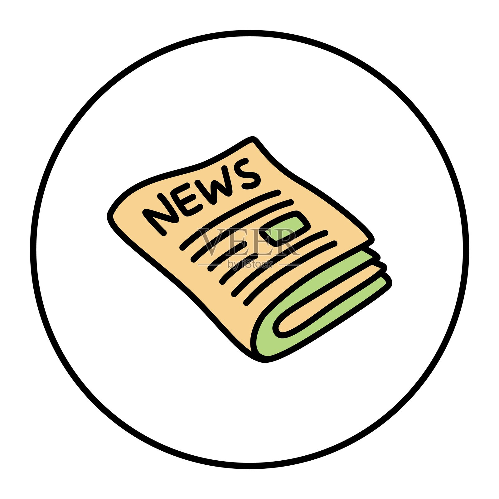 涂鸦风格的报纸图标，手绘，细黑线条勾勒插画图片素材