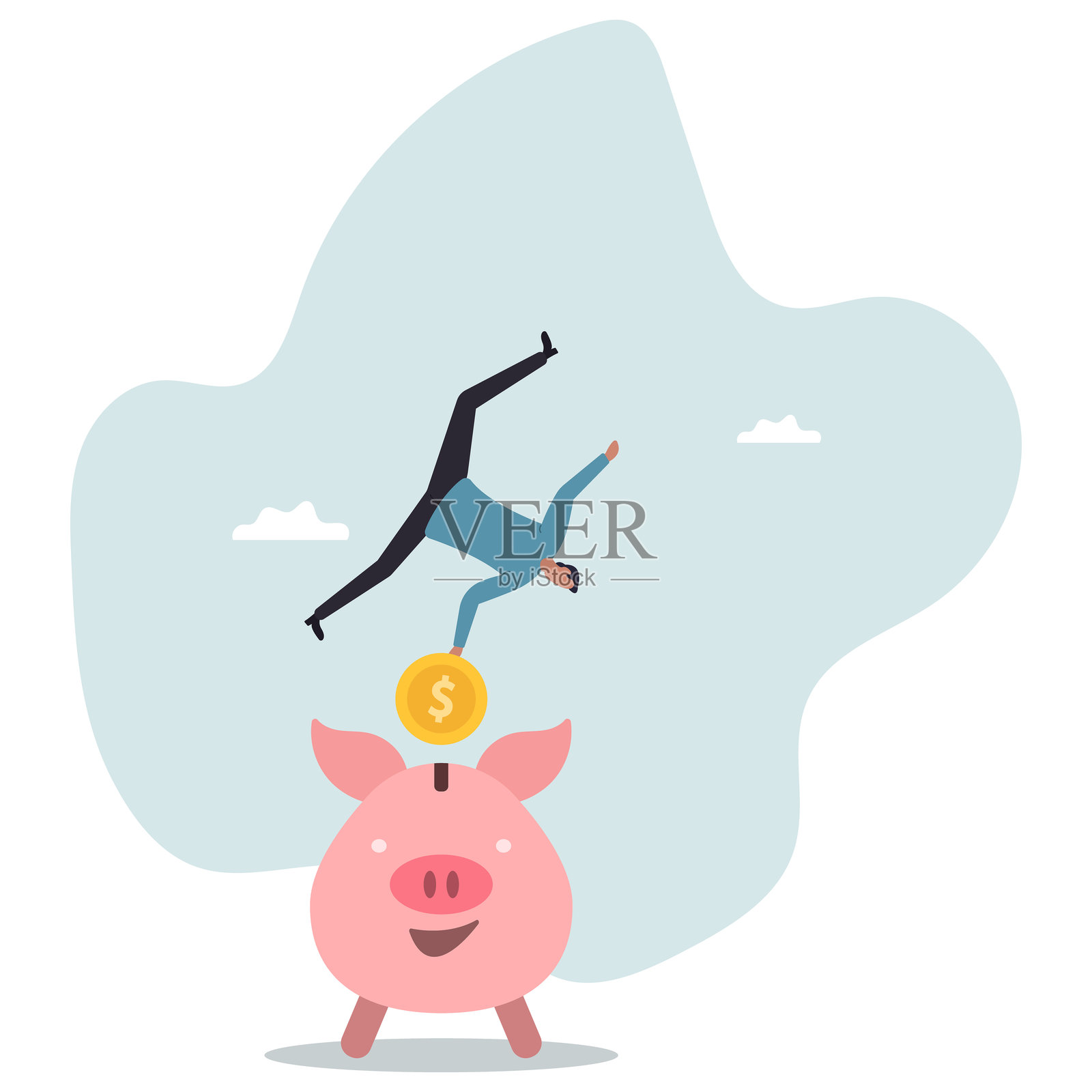 储蓄、投资或财务利润、收入增长，为未来或财富存款。商业概念。扁平化角色。插画图片素材