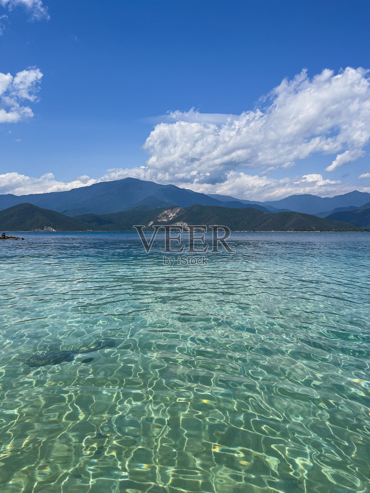 平静海浪和清澈海水的海滩，伊斯拉拉尔加 - 委内瑞拉照片摄影图片