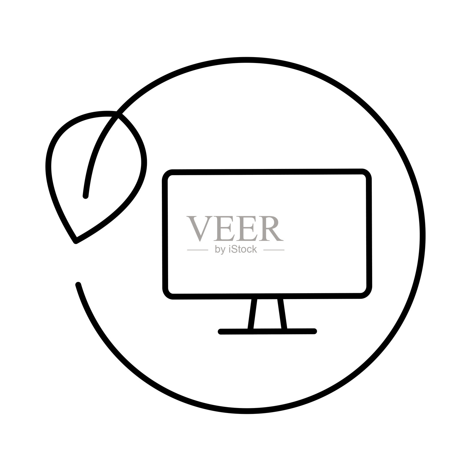 生态与自然绿色图标。绿色技术、气候变化和可持续性的概念符号。插画图片素材