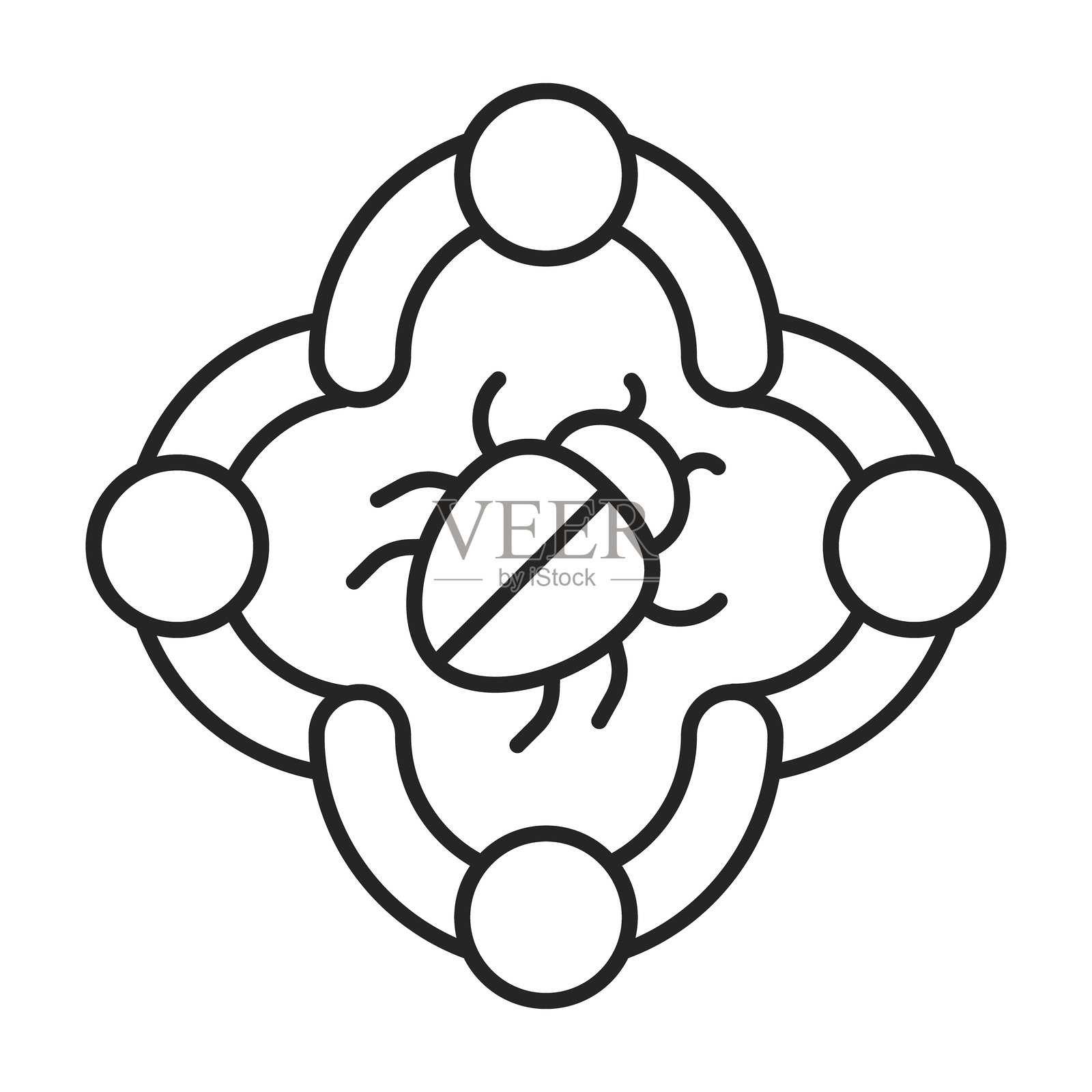 昆虫研究团队图标，代表协作科学研究和生物多样性努力插画图片素材