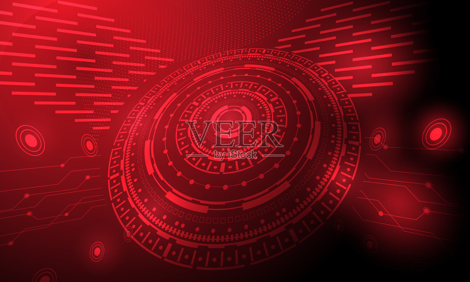 红色高科技线条圆圈电路连接网络电子抽象背景插画图片素材