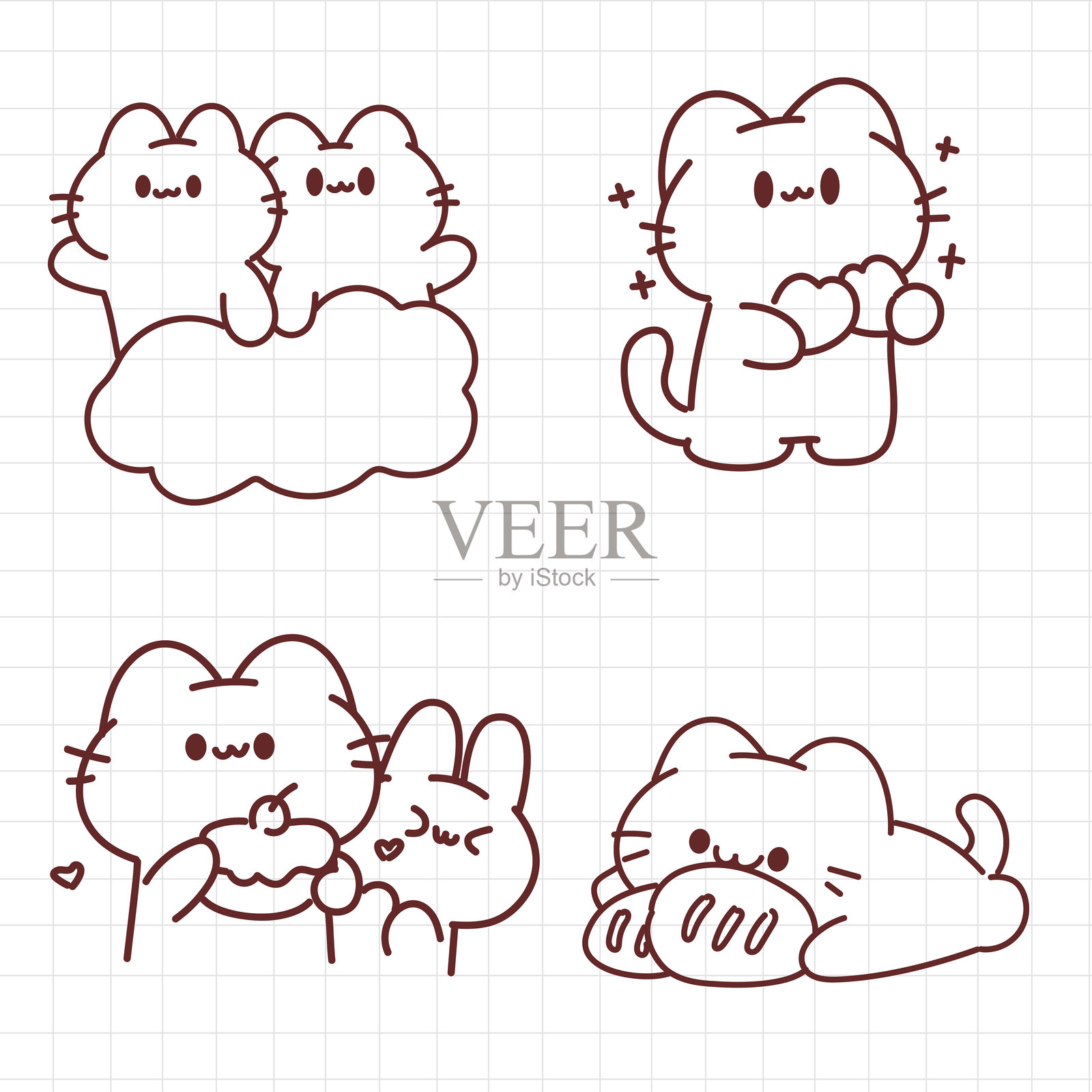 可爱的猫咪插图与烘焙美食插画图片素材