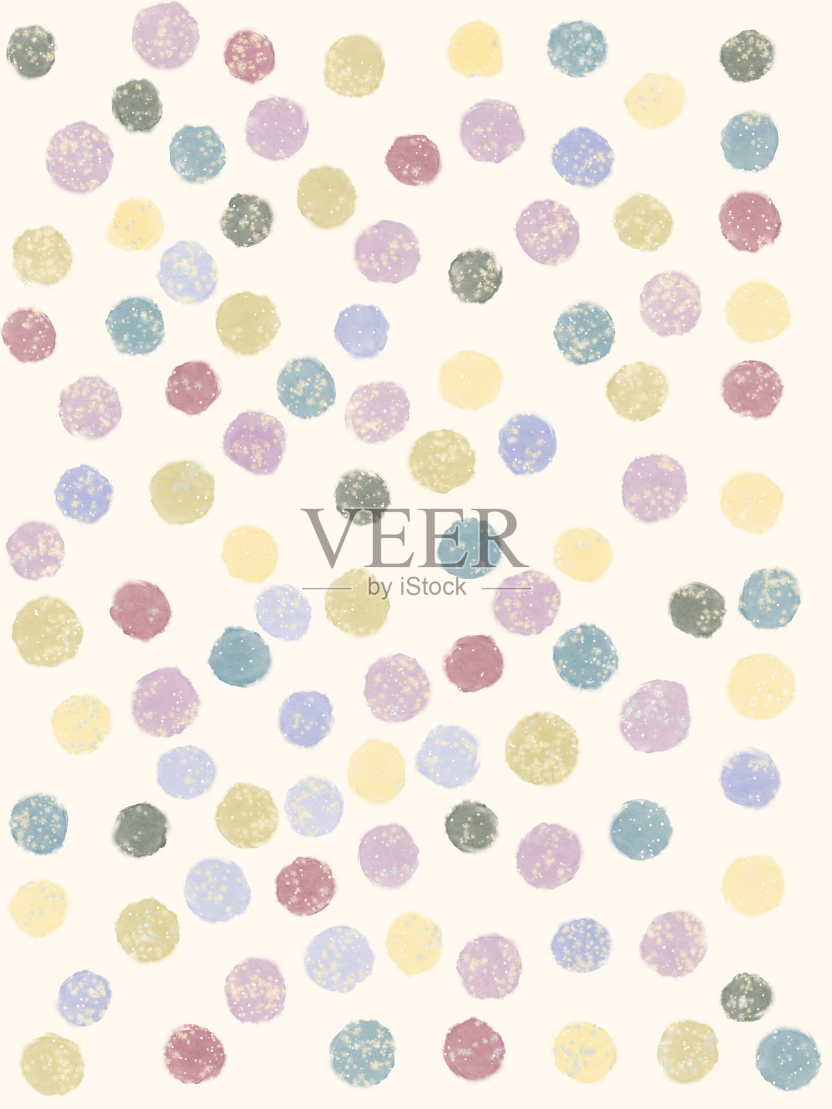 浅色背景上的多彩纹理圆点。手绘插图插画图片素材