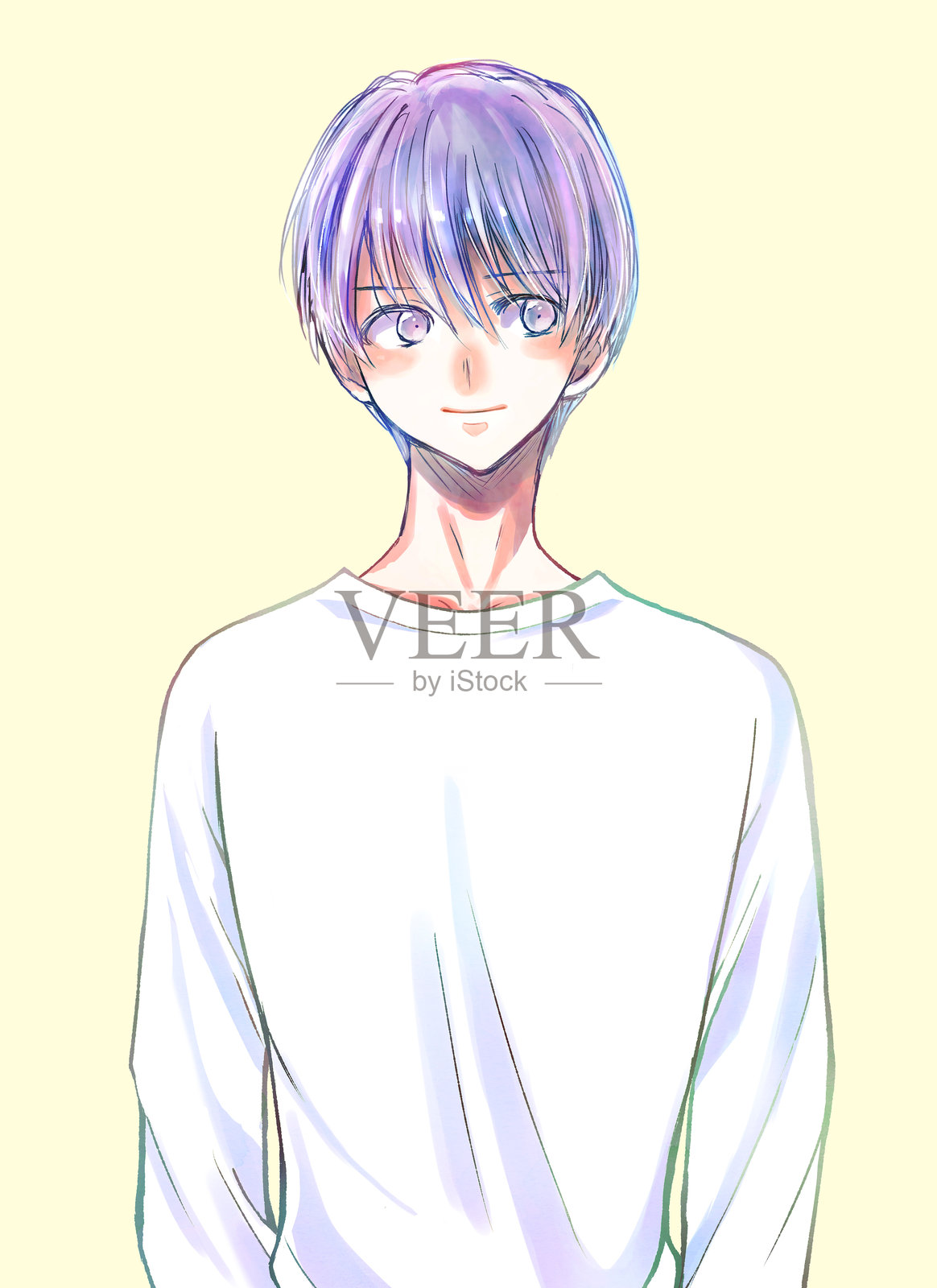 穿着T恤的男性上半身插画图片素材