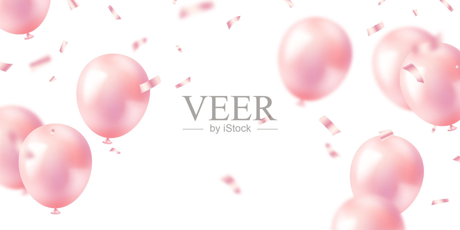 粉色3D气球插图的美丽设计横幅模板矢量背景插画图片素材