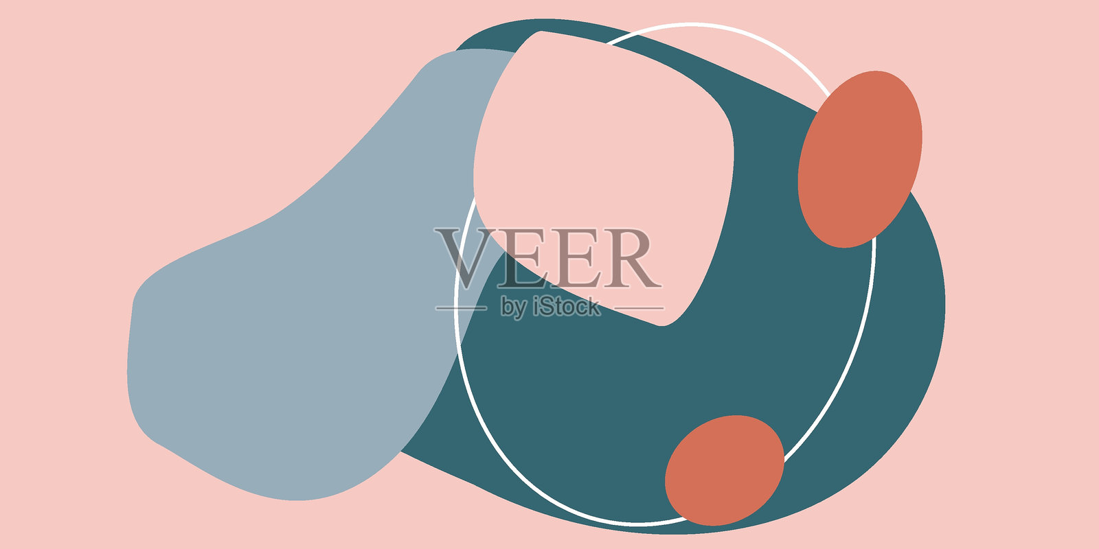 现代抽象背景的矢量集合，适用于社交媒体、贺卡和印刷品。抽象极简艺术，采用几何形状和柔和色彩设计。插画图片素材