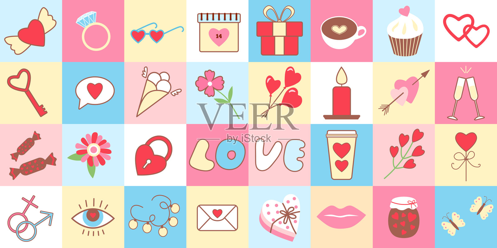 抽象几何背景，情人节快乐。插画图片素材