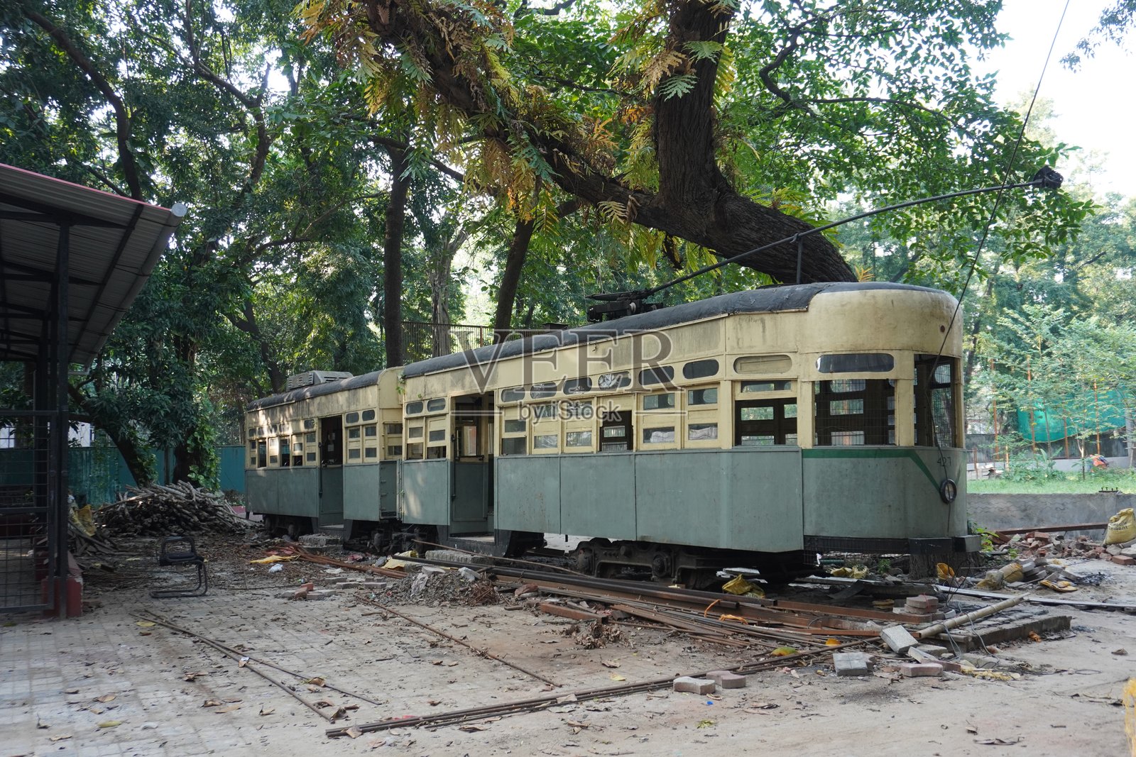 加尔各答的电车地铁系统照片摄影图片