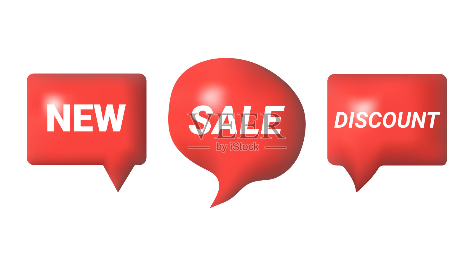 3D 漫画气泡 不同形状的消息图标。插画图片素材