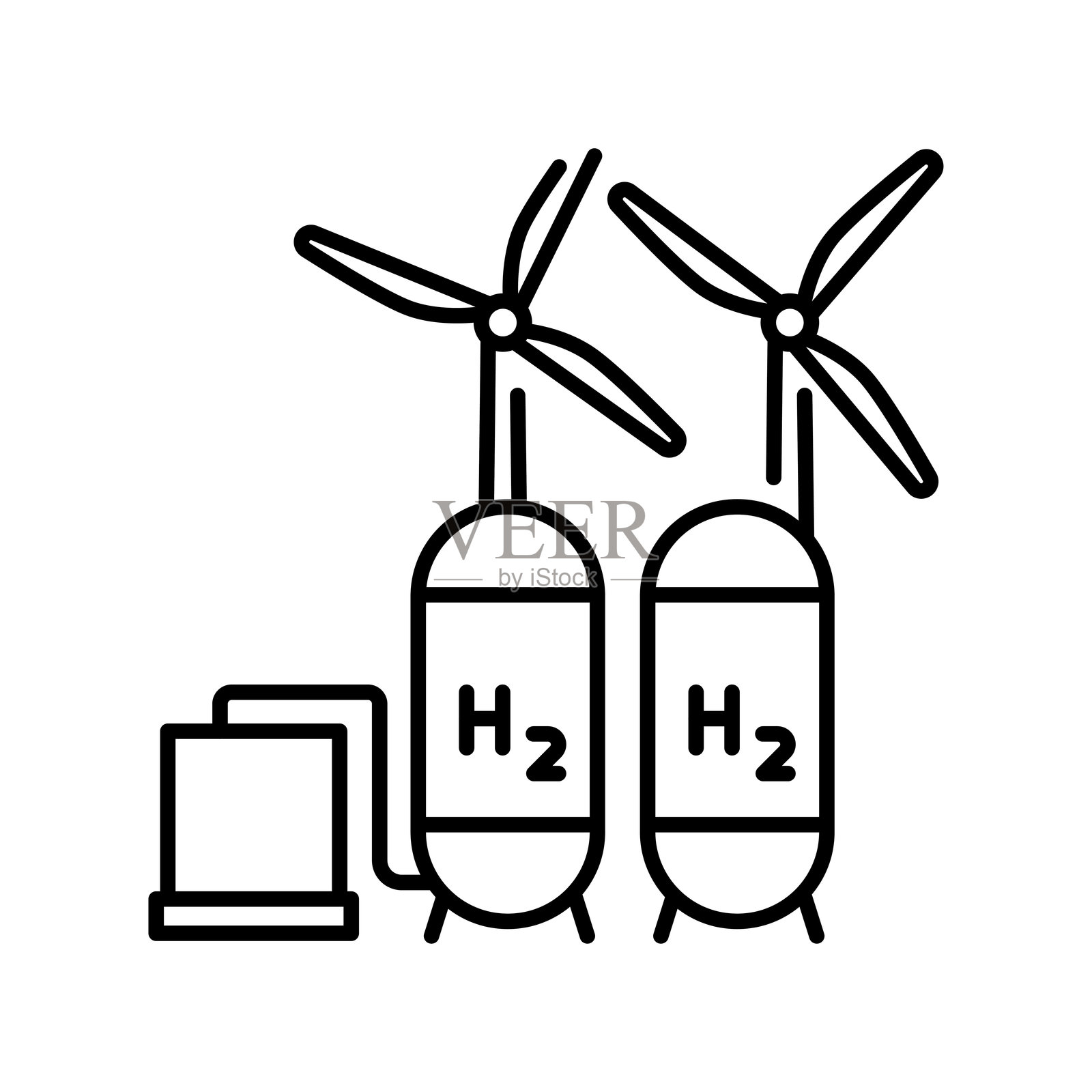 可再生能源来源黑色线条图标。网页和移动应用的标志。插画图片素材