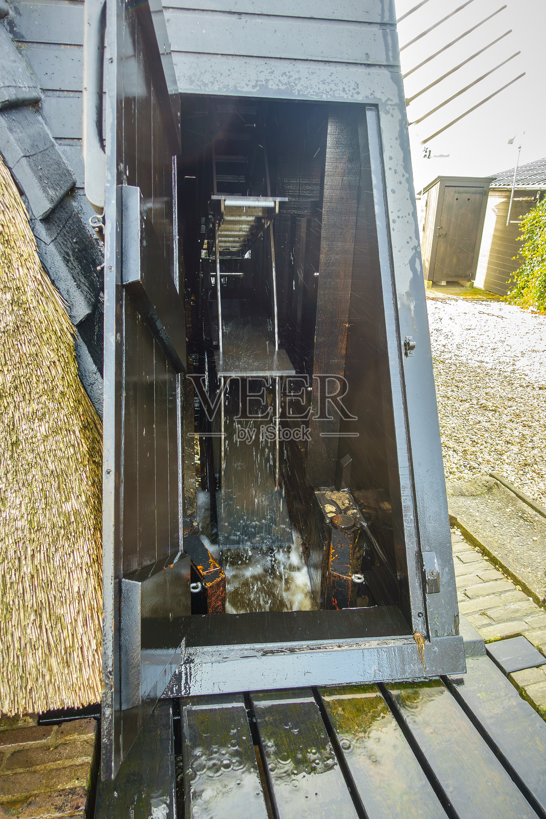 传统荷兰风车Kockengse Molen的内部照片摄影图片