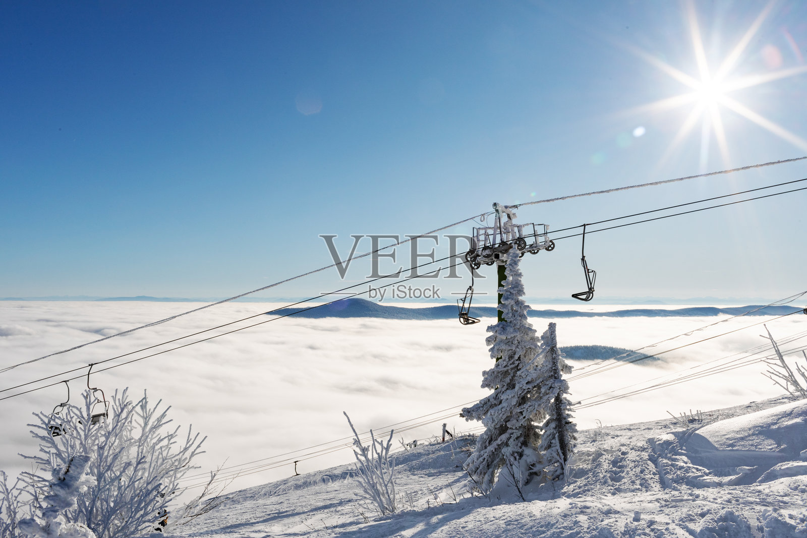 滑雪度假村的滑雪缆车照片摄影图片