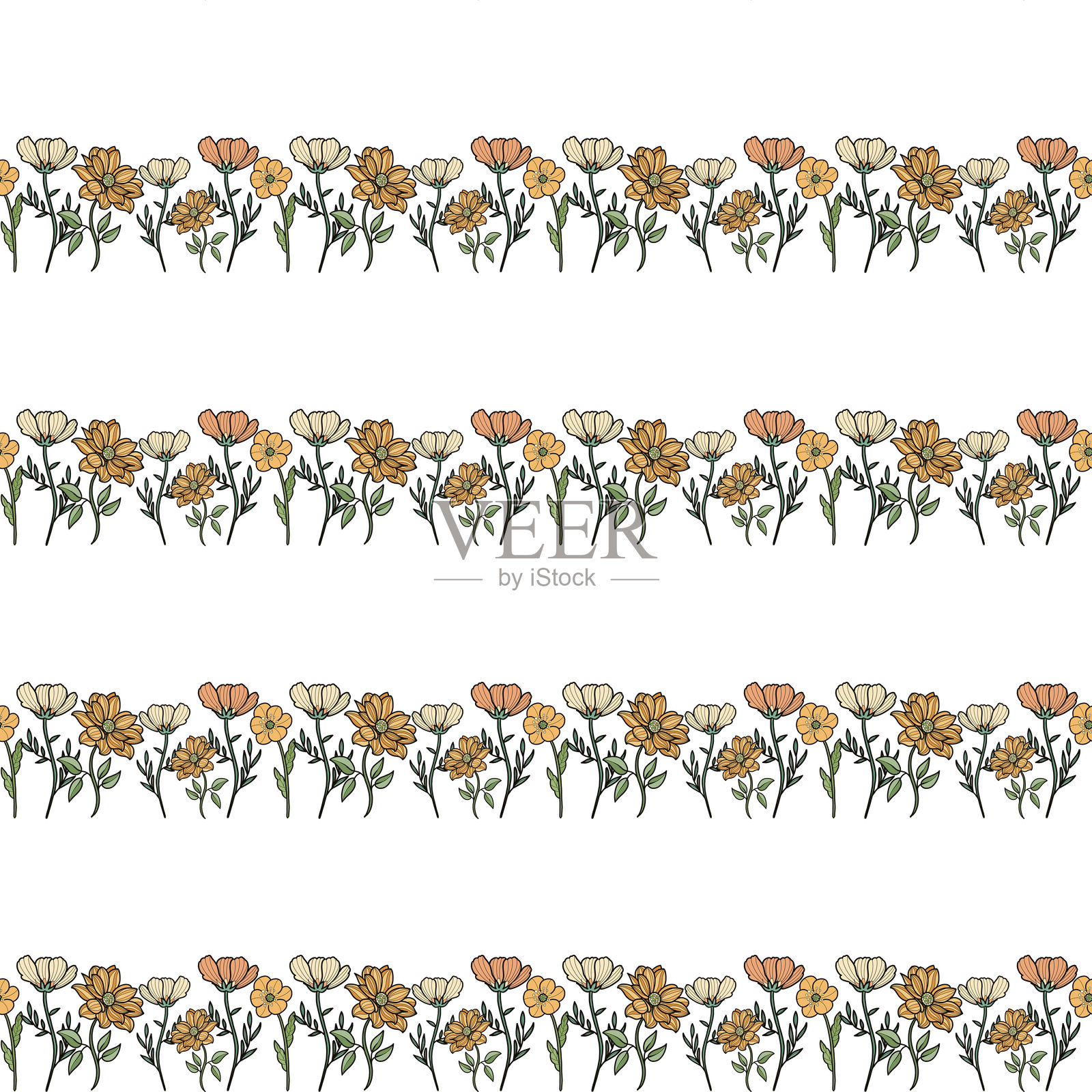 无缝花卉图案插画图片素材