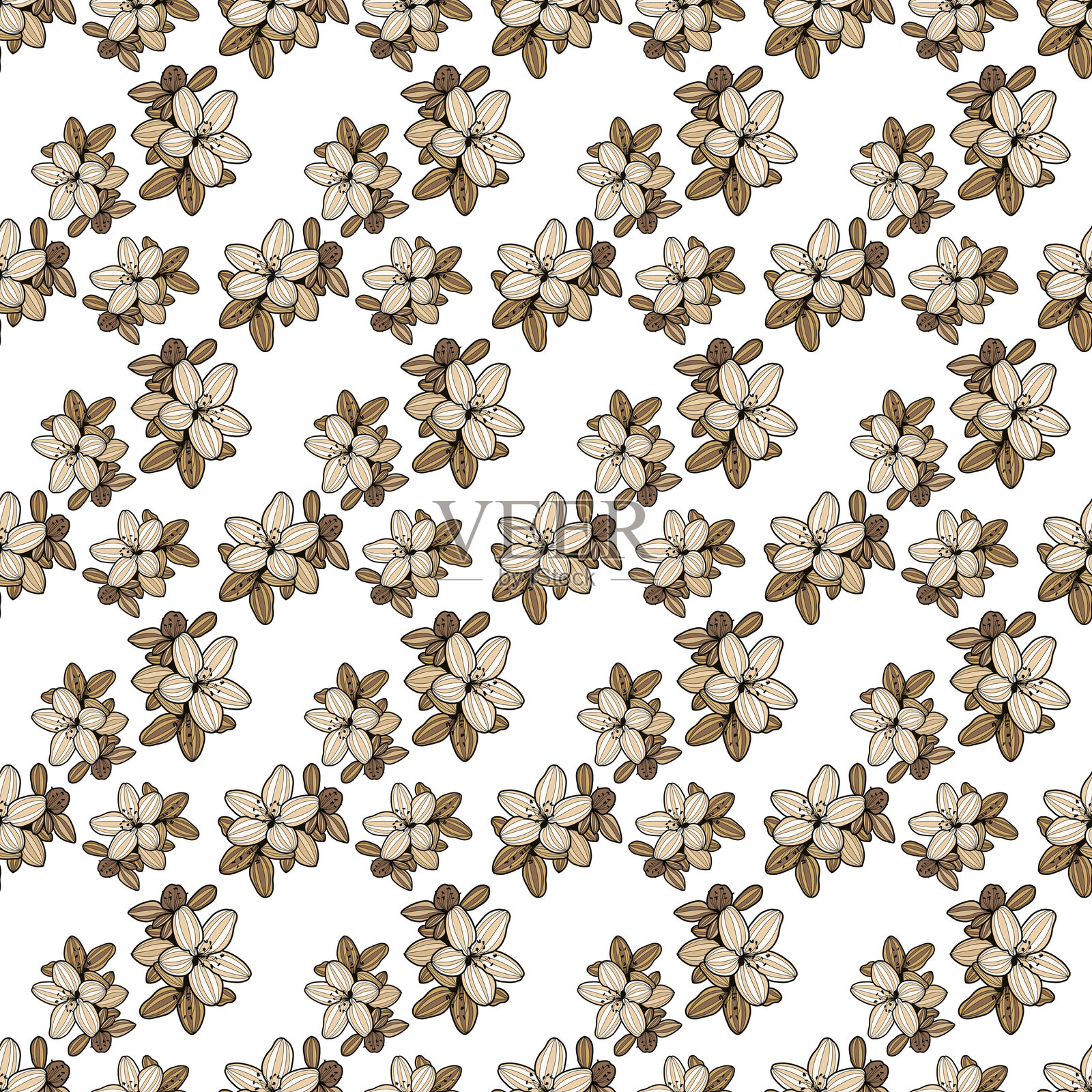 棕色花朵的无缝图案插画图片素材