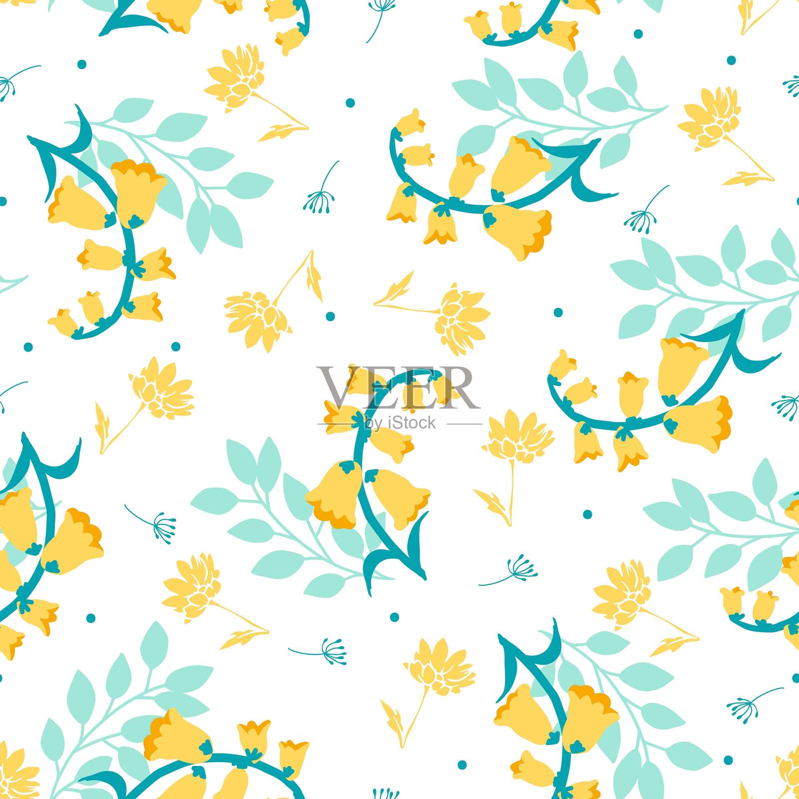 神秘清新的自然黄色钟形花。插画图片素材