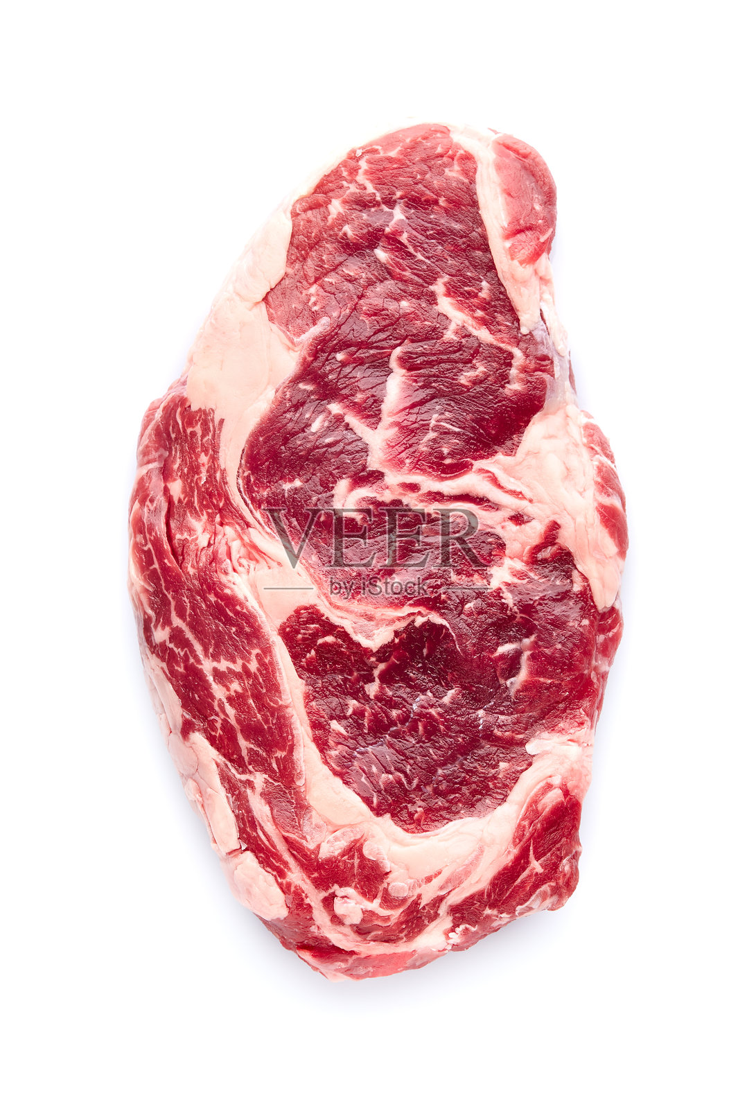 白色背景上的肋眼牛排照片摄影图片