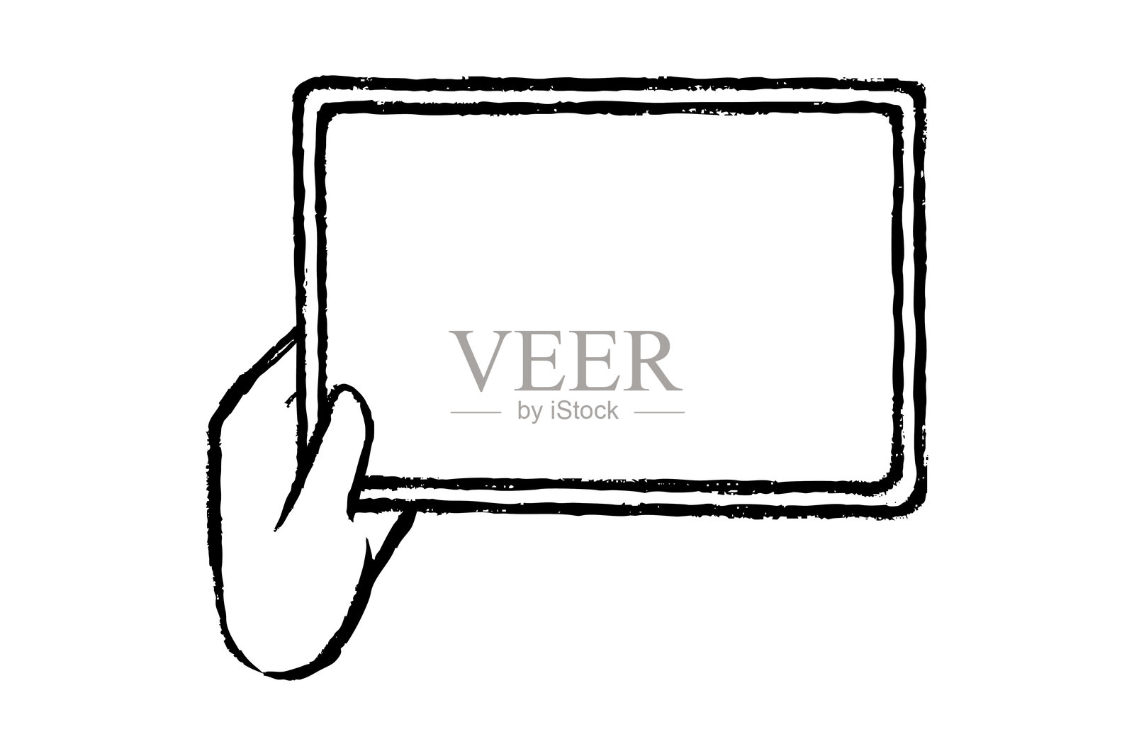 手握平板电脑，轻触画笔的插图插画图片素材