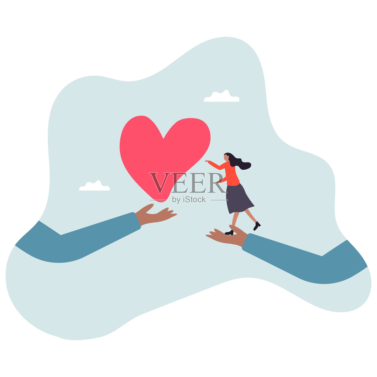 同理心或同情心，理解并与他人分享感受，支持或帮助社区，善良与同情。商业概念。扁平化角色。插画图片素材