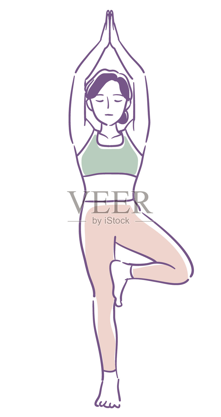 瑜伽姿势。女性正在进行身体锻炼。矢量插图。插画图片素材