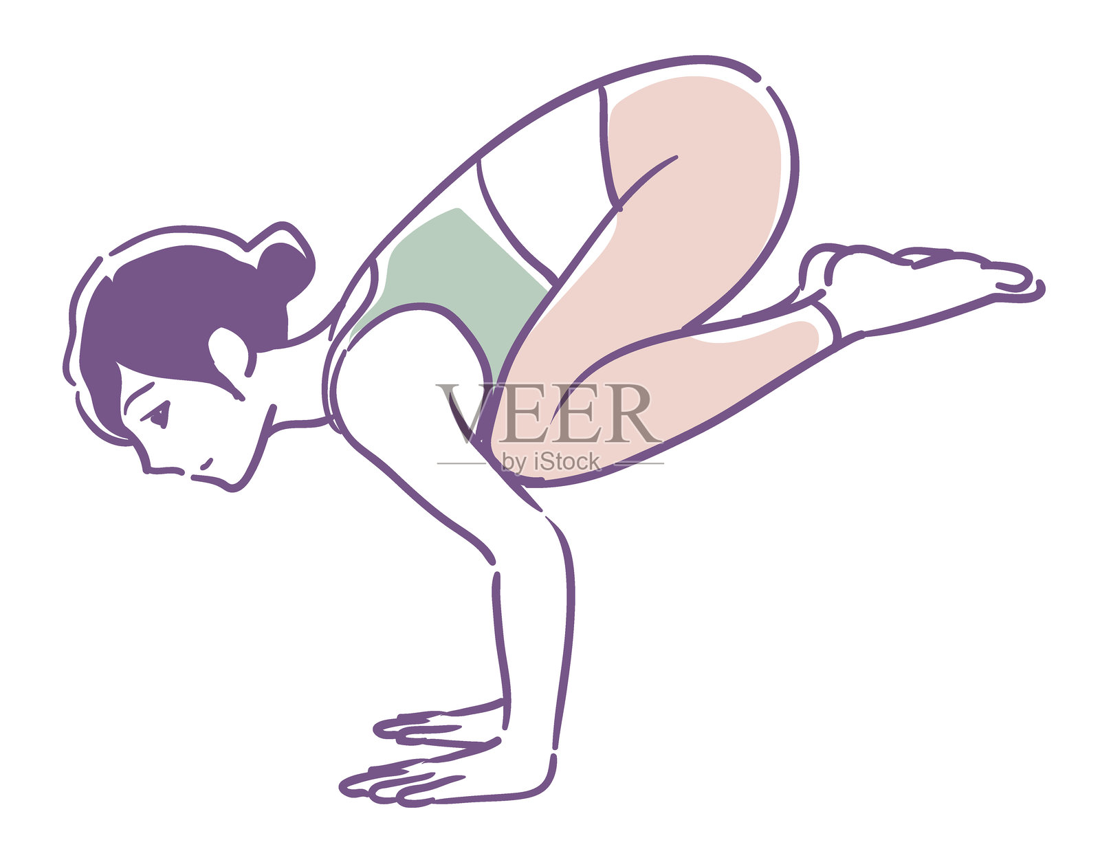 瑜伽姿势。女性在做身体锻炼。矢量插图。插画图片素材